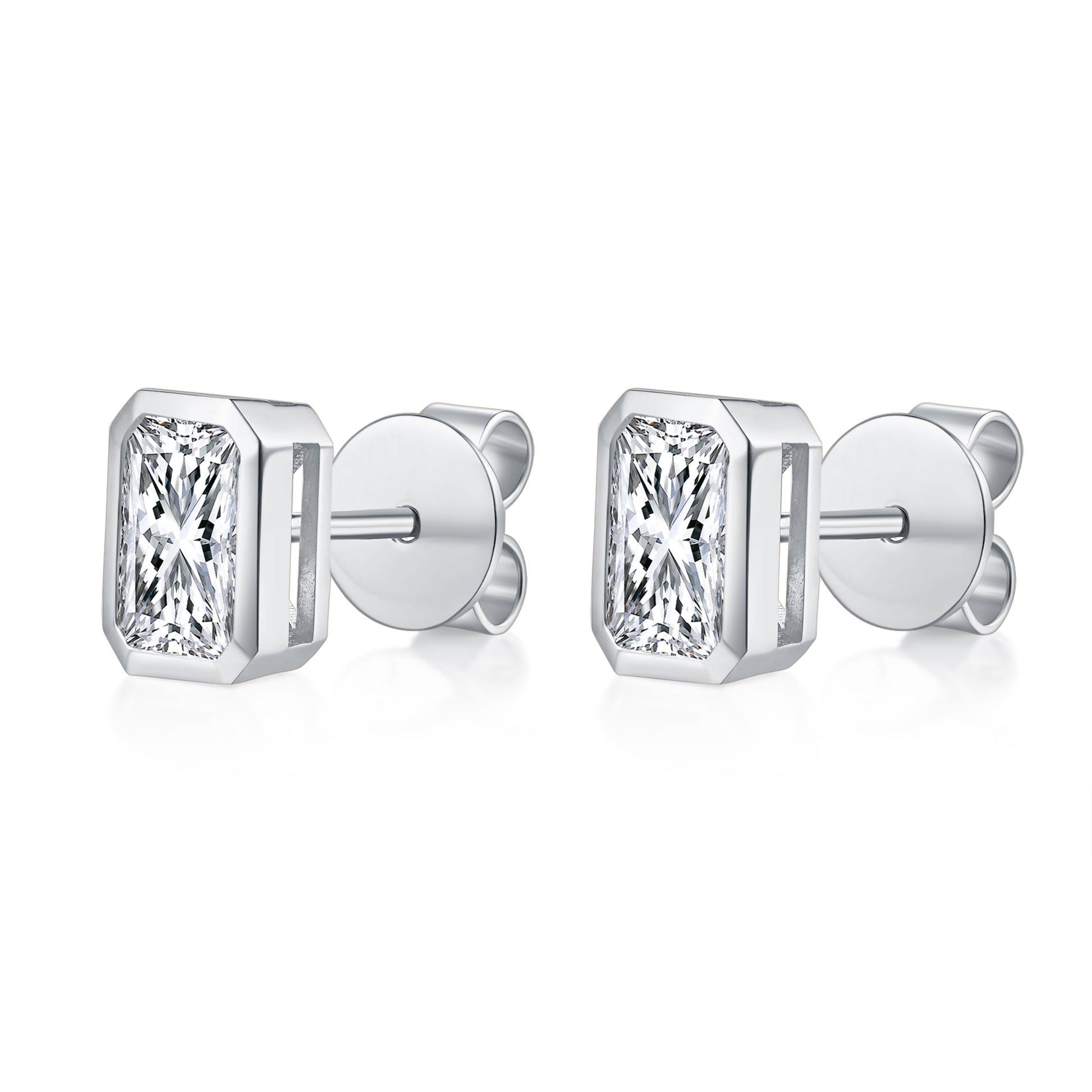 Emerald Shape Bezel Studs