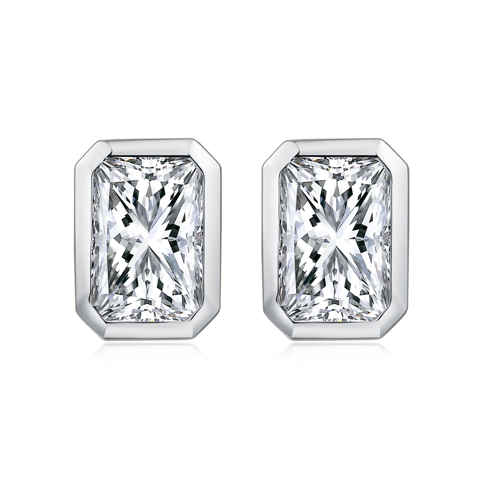 Emerald Shape Bezel Studs