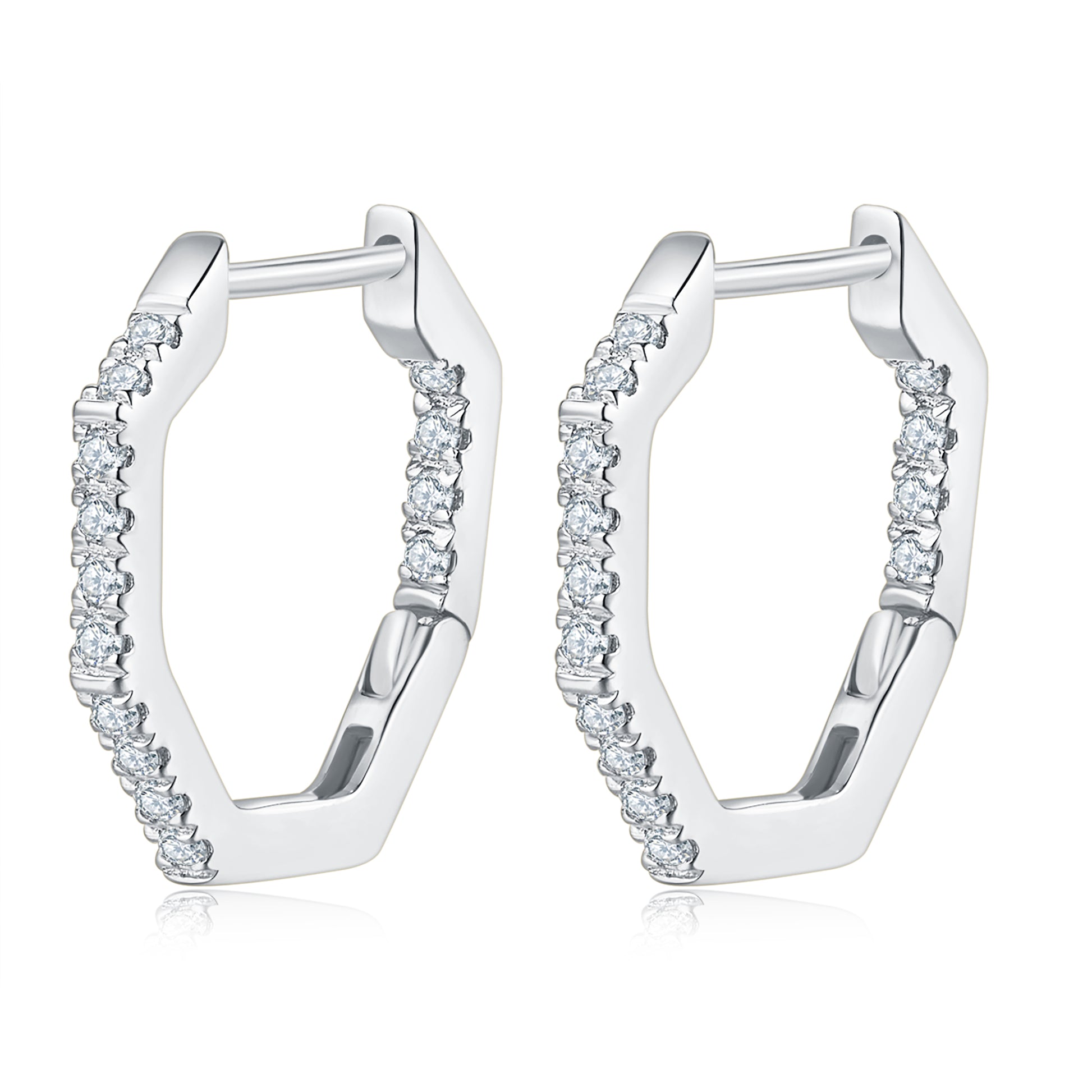 Hex Hoop Diamond Earrings