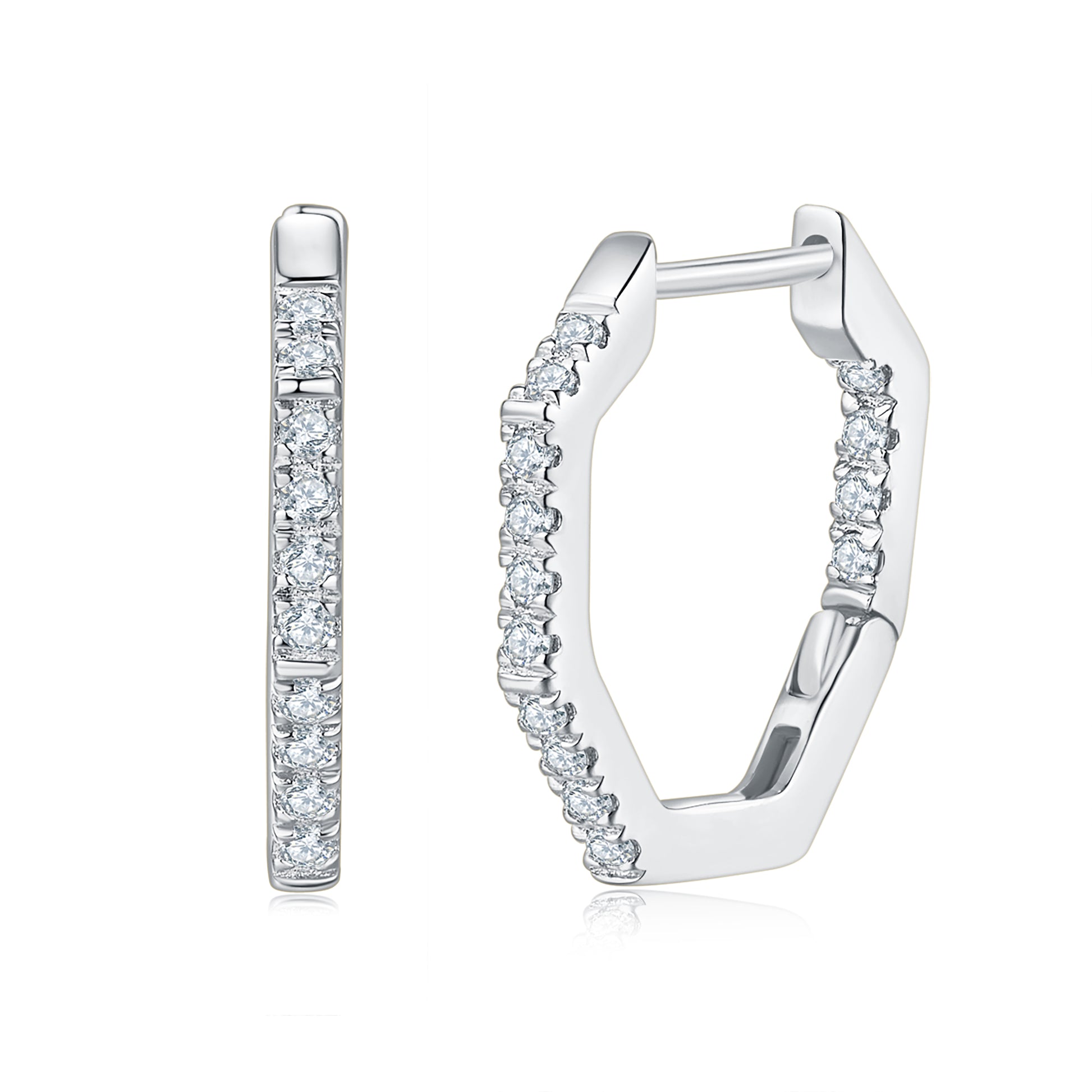 Hex Hoop Diamond Earrings