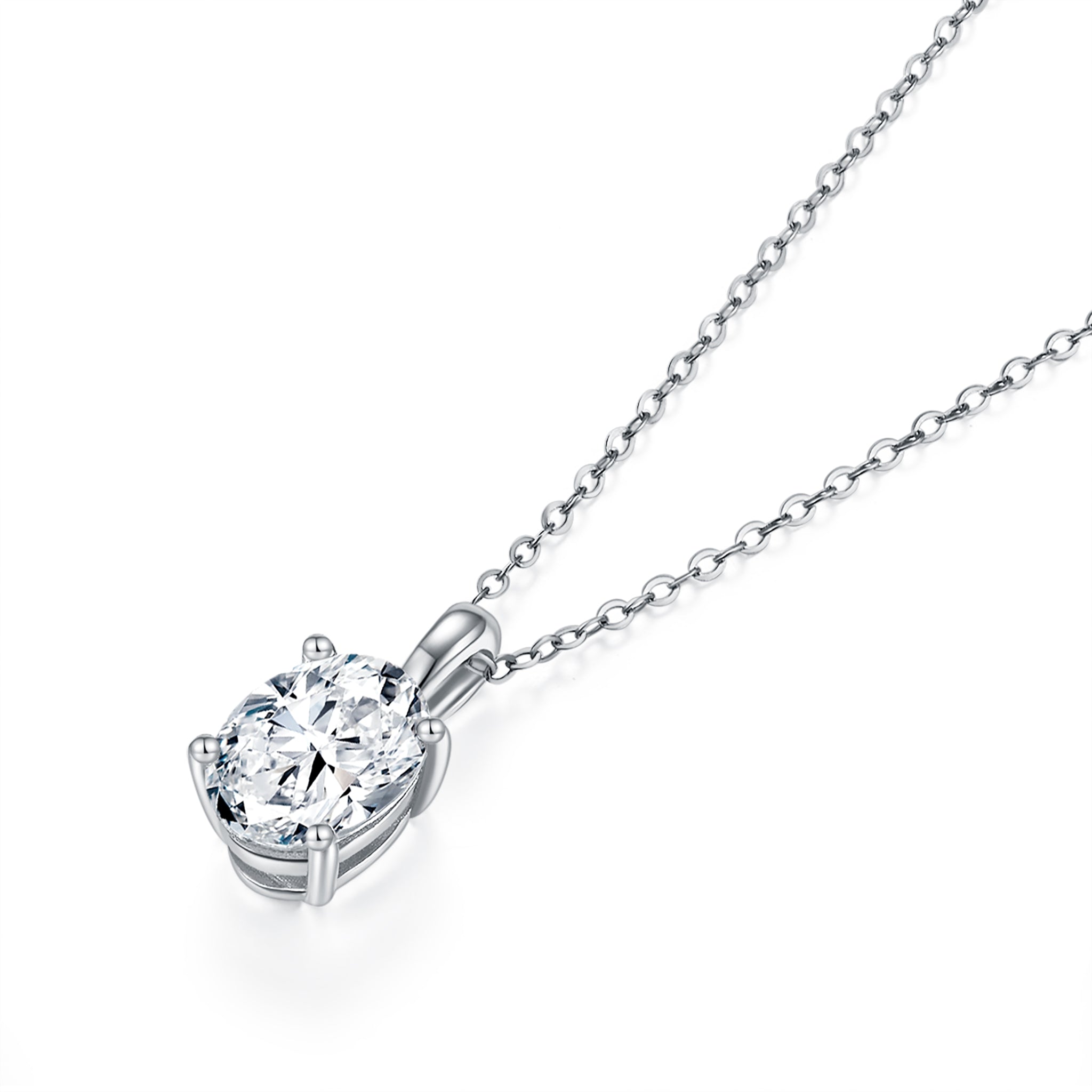 Classic Oval Solitaire Diamond Pendant