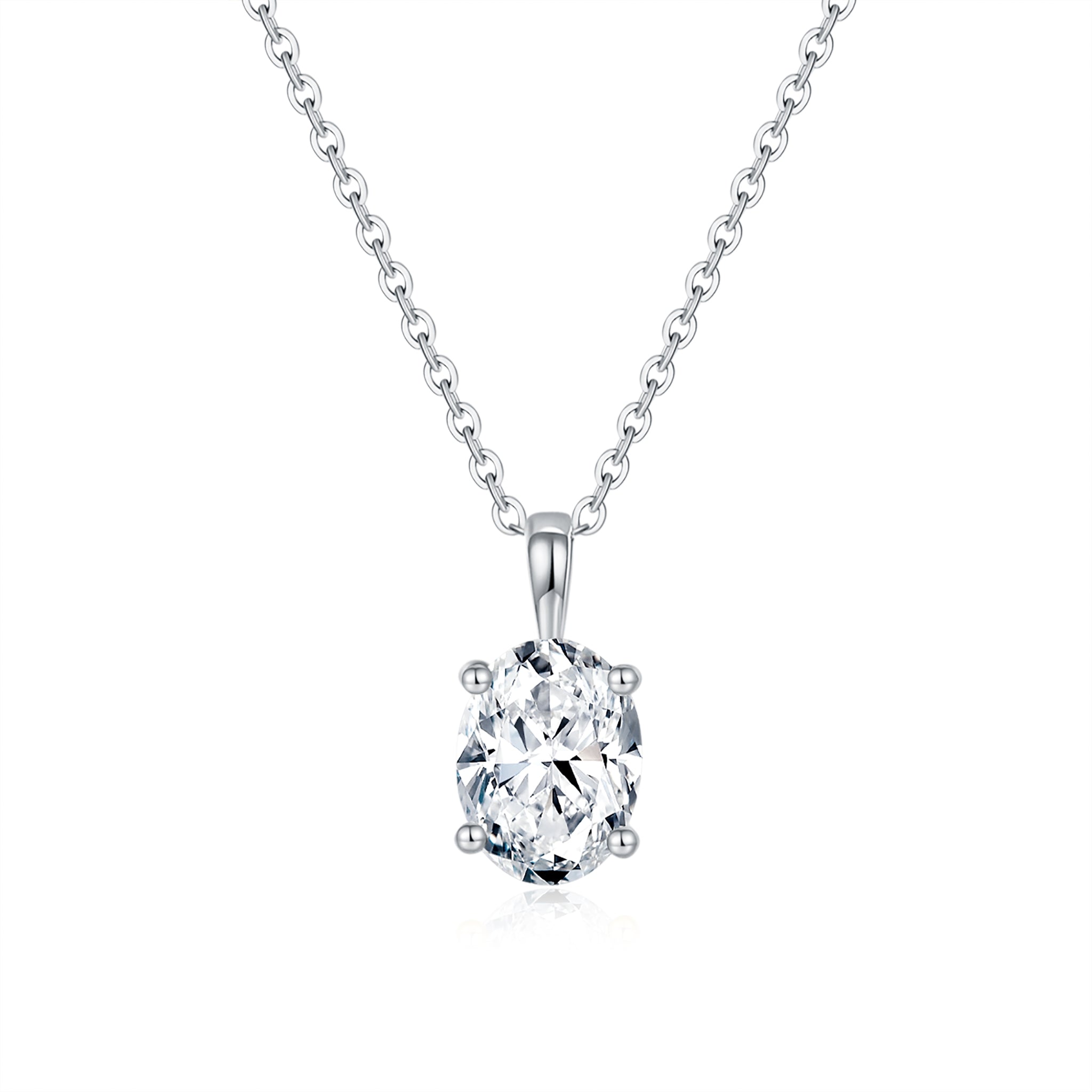 Classic Oval Solitaire Diamond Pendant
