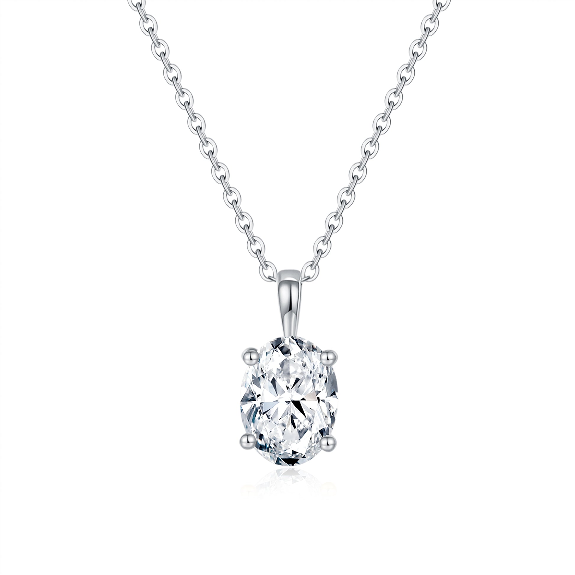 Classic Oval Solitaire Diamond Pendant