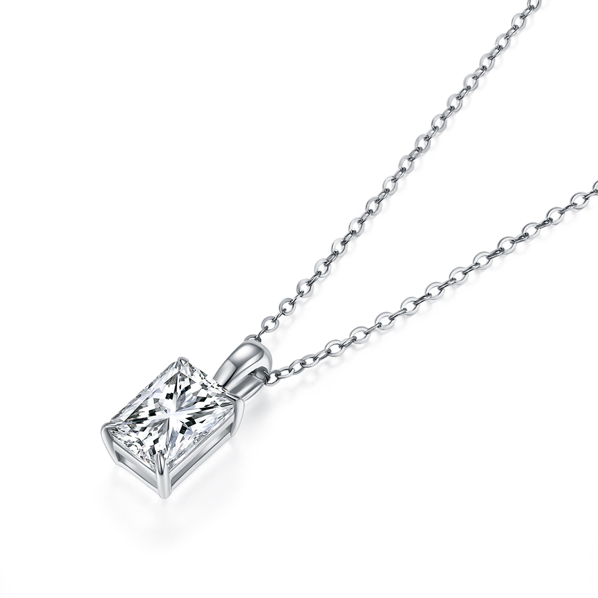 Classic Radiant Solitaire Diamond Pendant