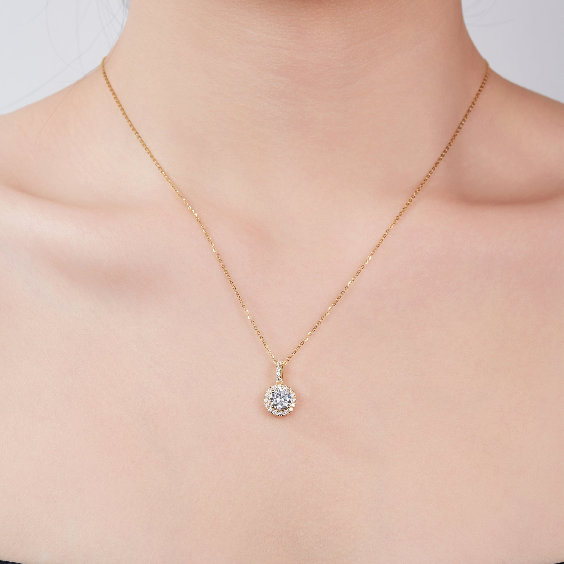 Celestine Halo Diamond Pendant