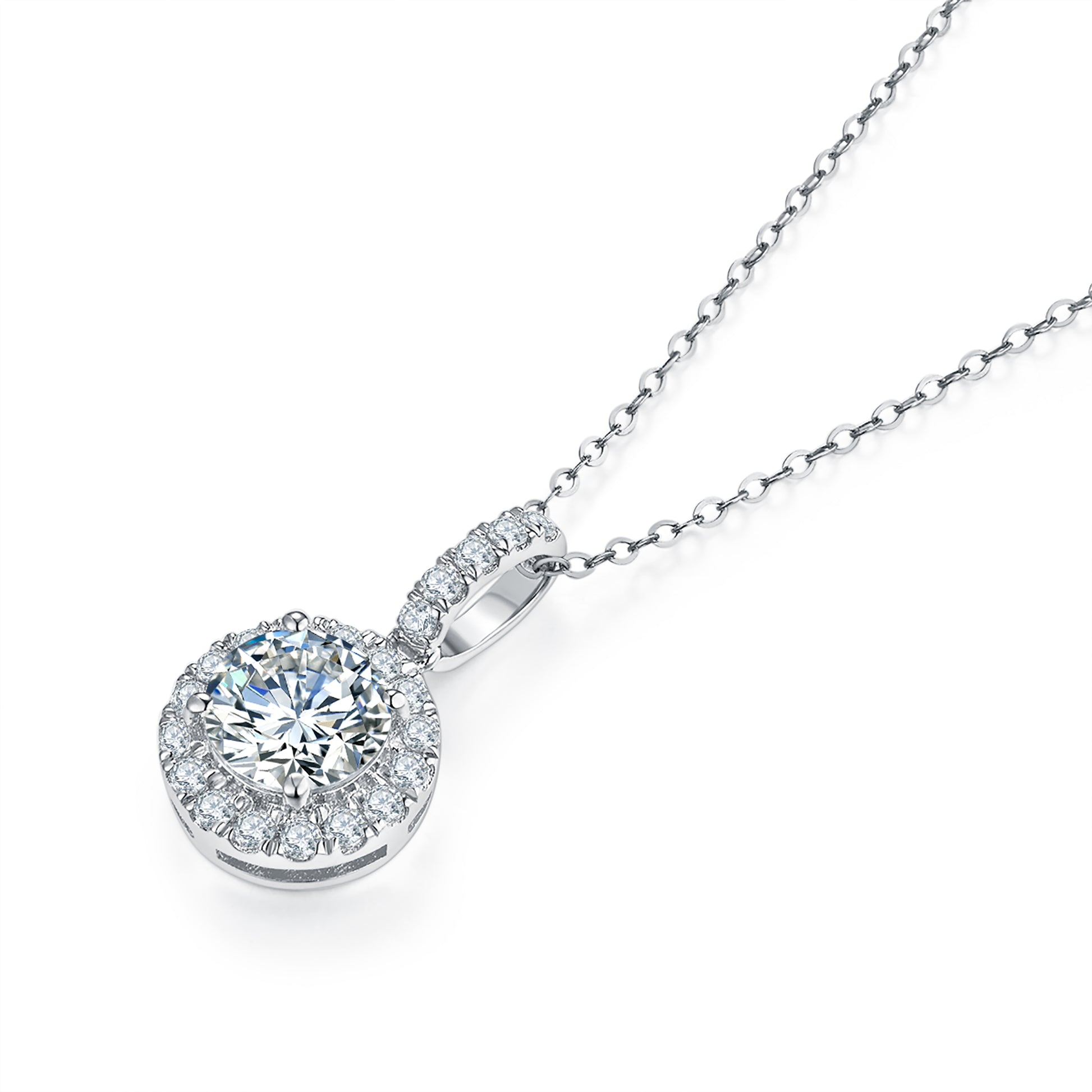 Celestine Halo Diamond Pendant