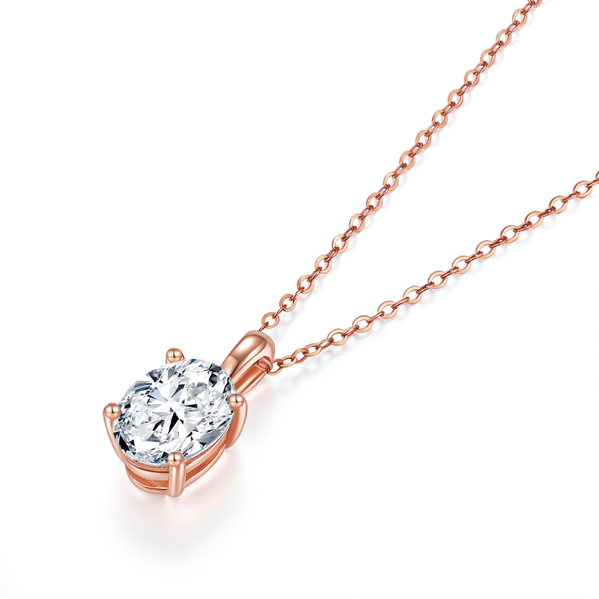 Classic Oval Solitaire Diamond Pendant