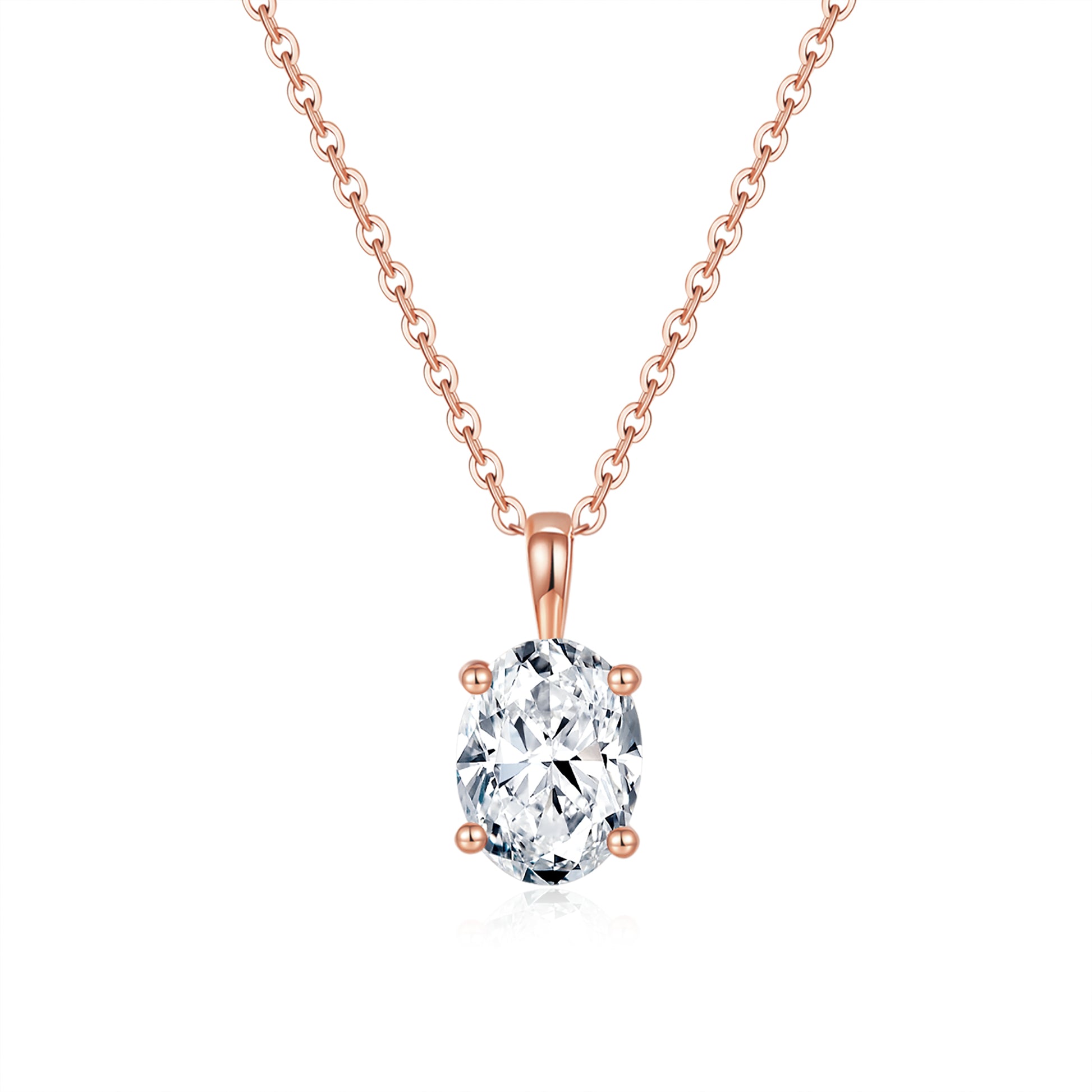 Classic Oval Solitaire Diamond Pendant