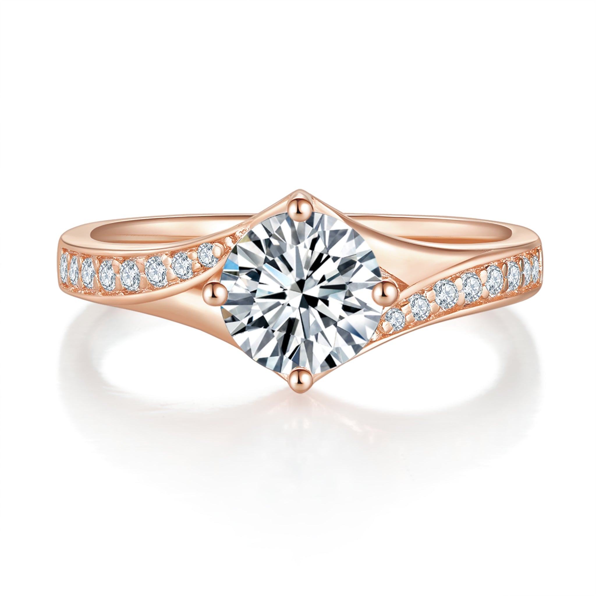 Crystal Unique Diamond Ring With 0.3 Ct. Round Shape Lab Grown Diamond