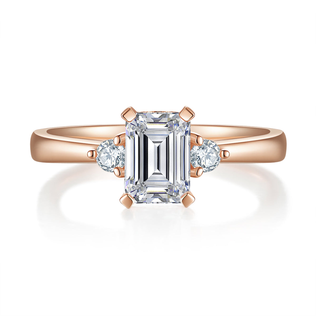 Emerald Three Stone Diamond Ring With 8.52 Ct. Oval Shape Lab Grown Diamond