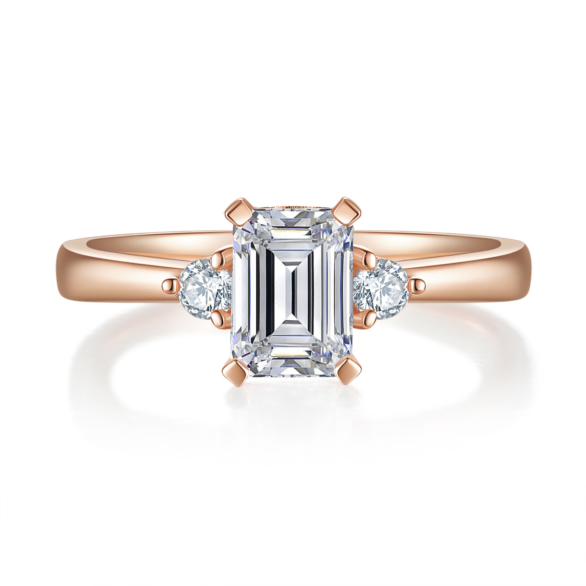 Emerald Three Stone Diamond Ring - Precious Lab