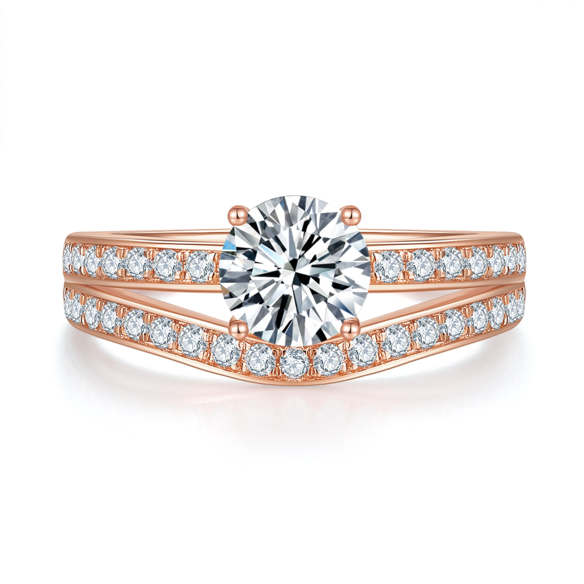 Stack Pave Diamond Ring With 10.0 Ct. Round Shape Lab Grown Diamond (Certificate No: 735563673)