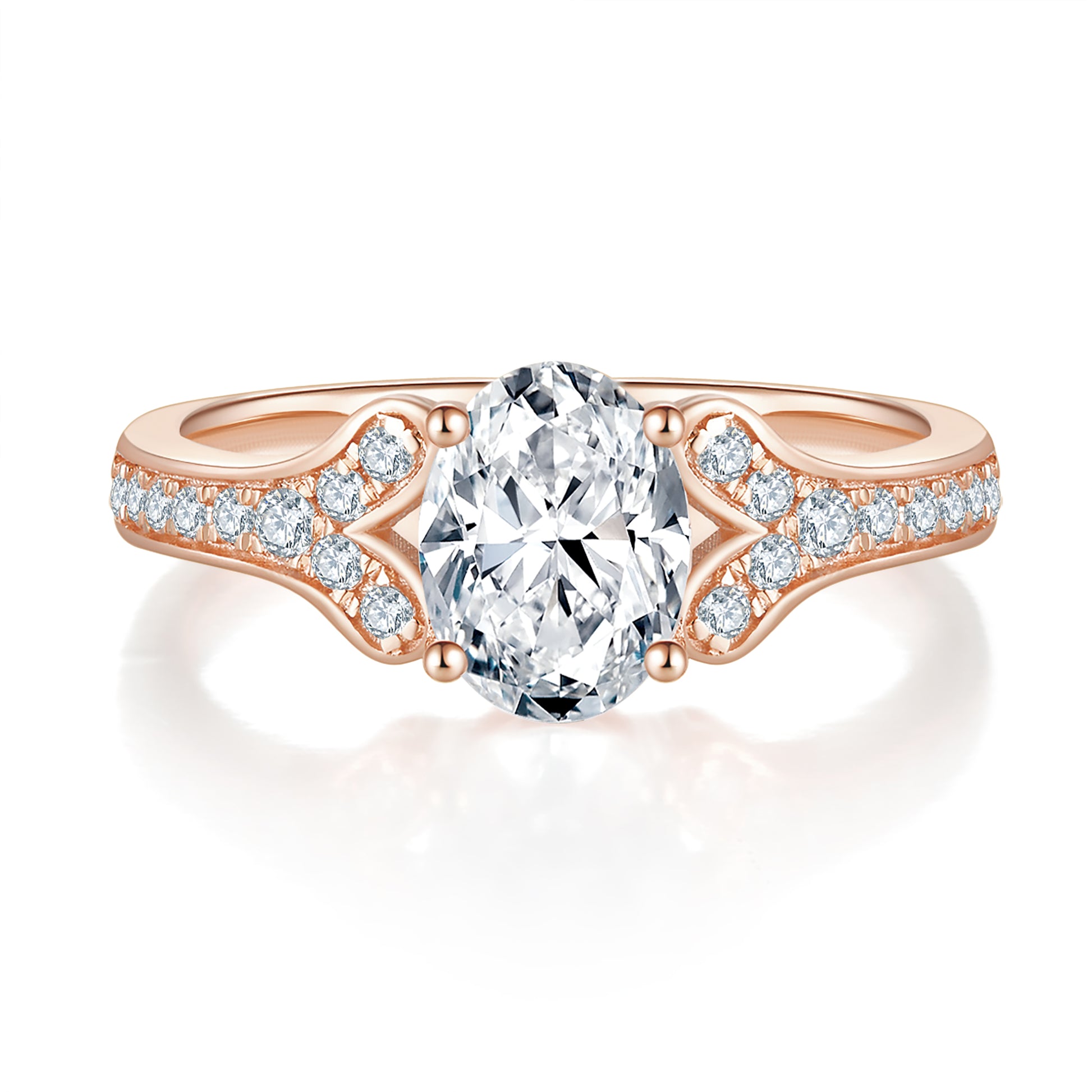 Oval Pave 1ct Preset Diamond Ring
