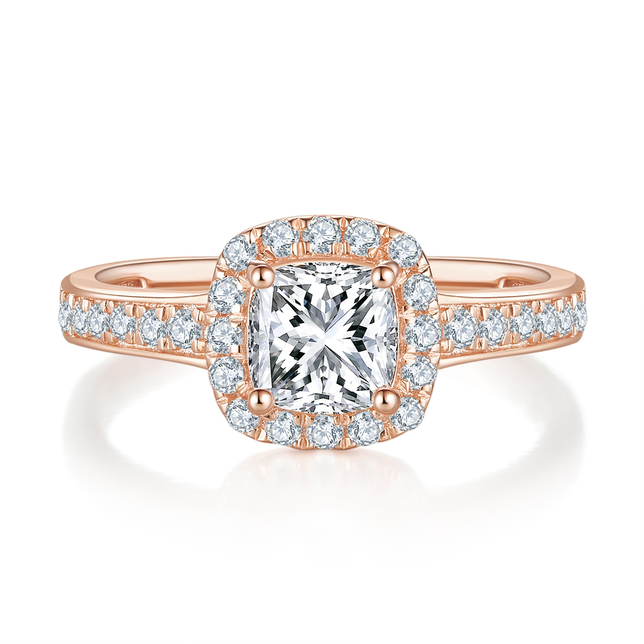 Vera Halo Diamond Ring With 1.05 Ct. Princess Shape Lab Grown Diamond (Certificate No: 652420545)