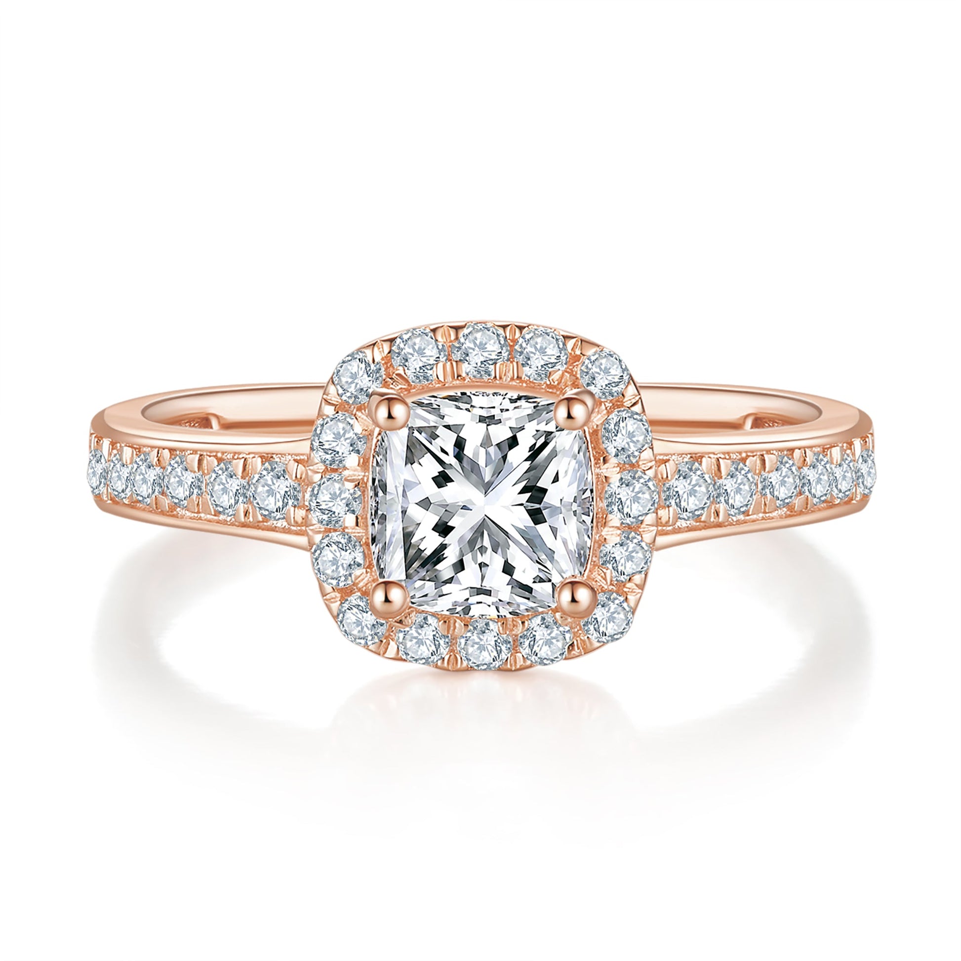 Vera Halo Diamond Ring With 1.05 Ct. Princess Shape Lab Grown Diamond (Certificate No: 652420545)