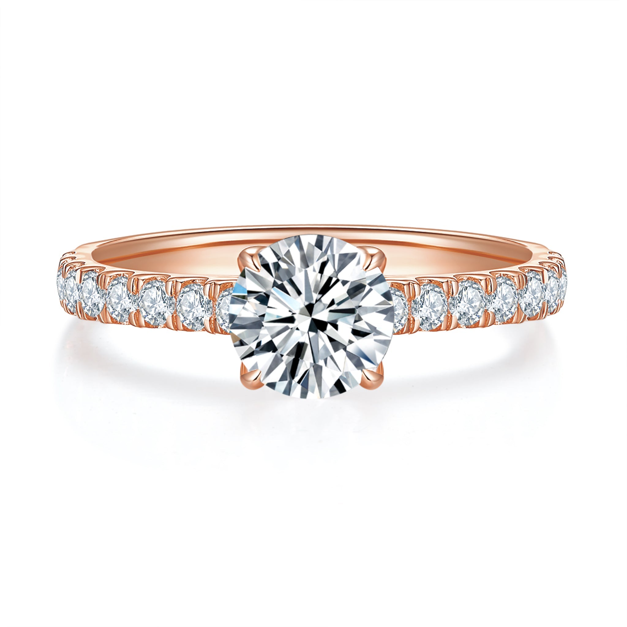 Cathedral Twist Pave Diamond Ring With 2.01 Ct. Heart Shape Lab Grown Diamond