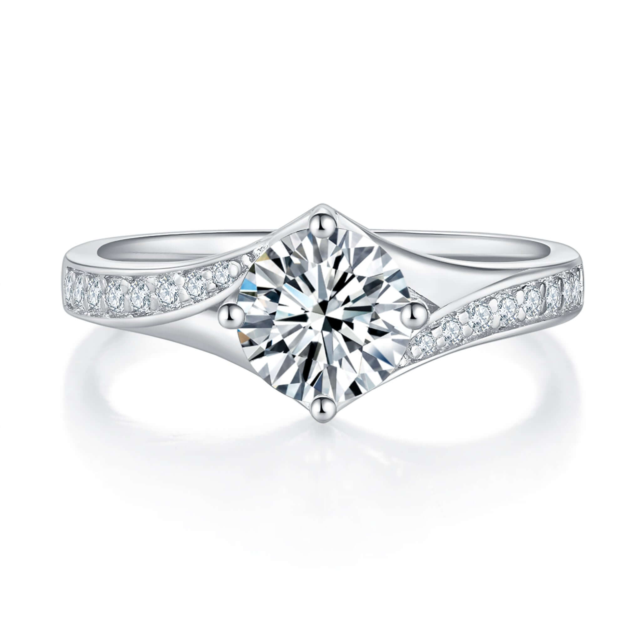 Crystal Unique Diamond Ring With 1.0 Ct. Round Shape Lab Grown Diamond