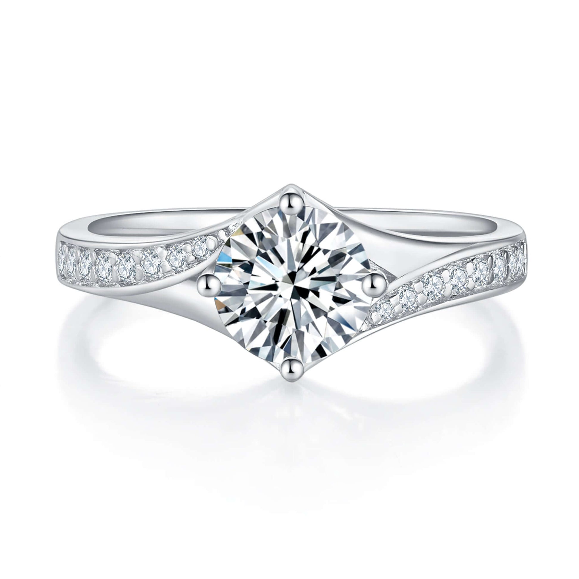 Crystal Unique Diamond Ring With 1.0 Ct. Round Shape Lab Grown Diamond