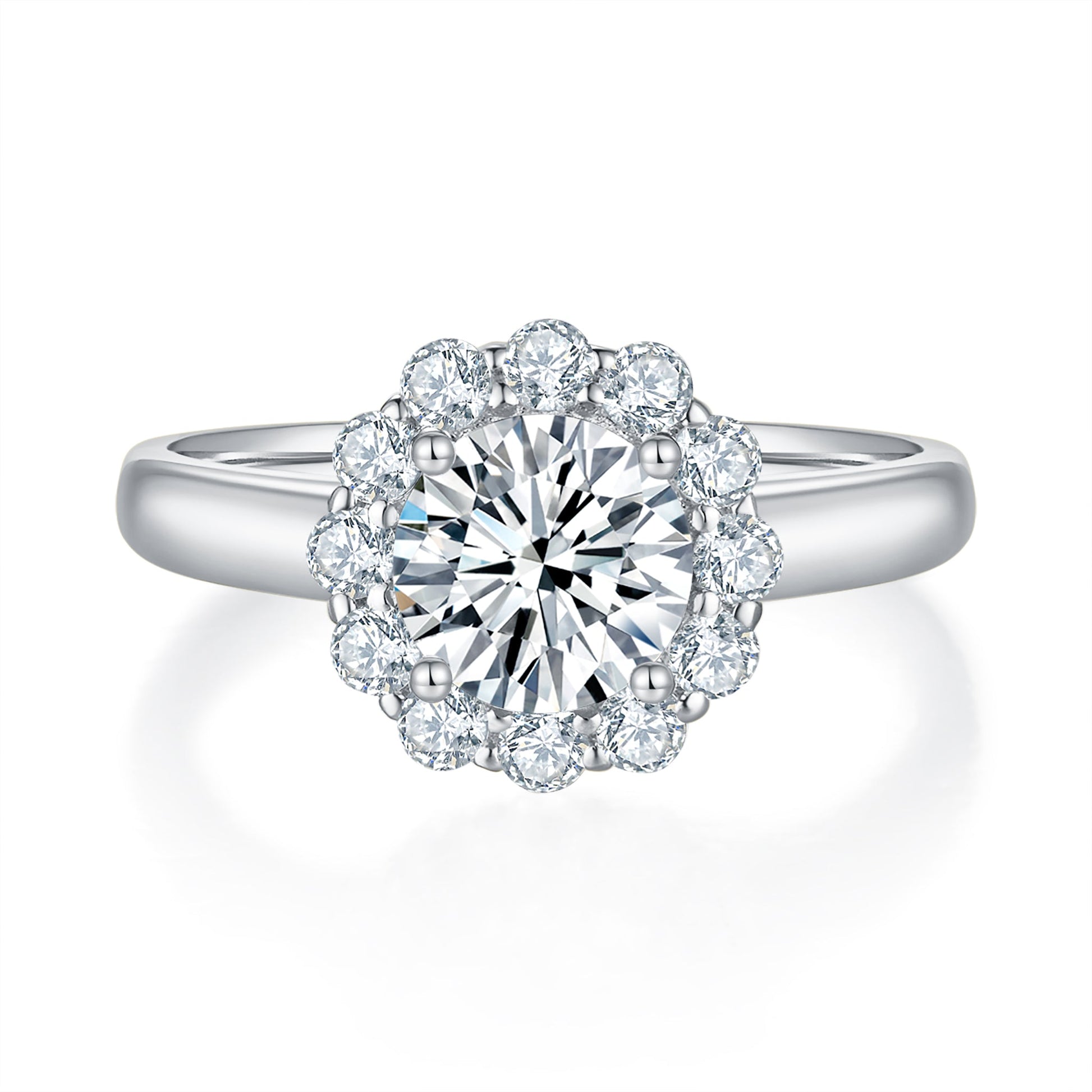 Golden Halo Diamond Ring With 0.32 Ct. Round Shape Lab Grown Diamond