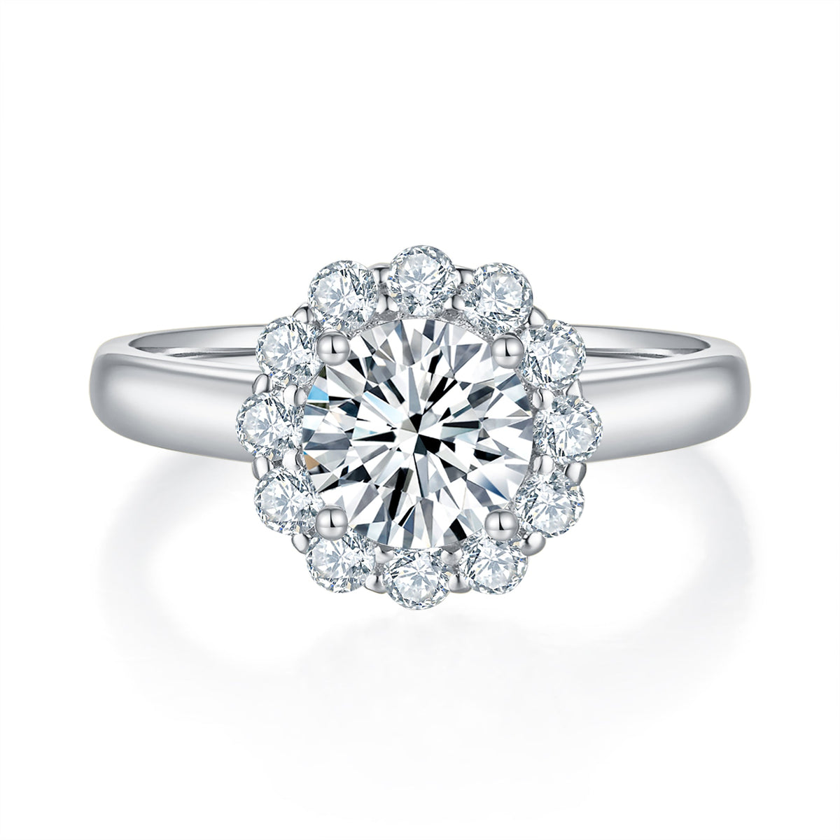 Golden Halo Diamond Ring With 0.53 Ct. Oval Shape