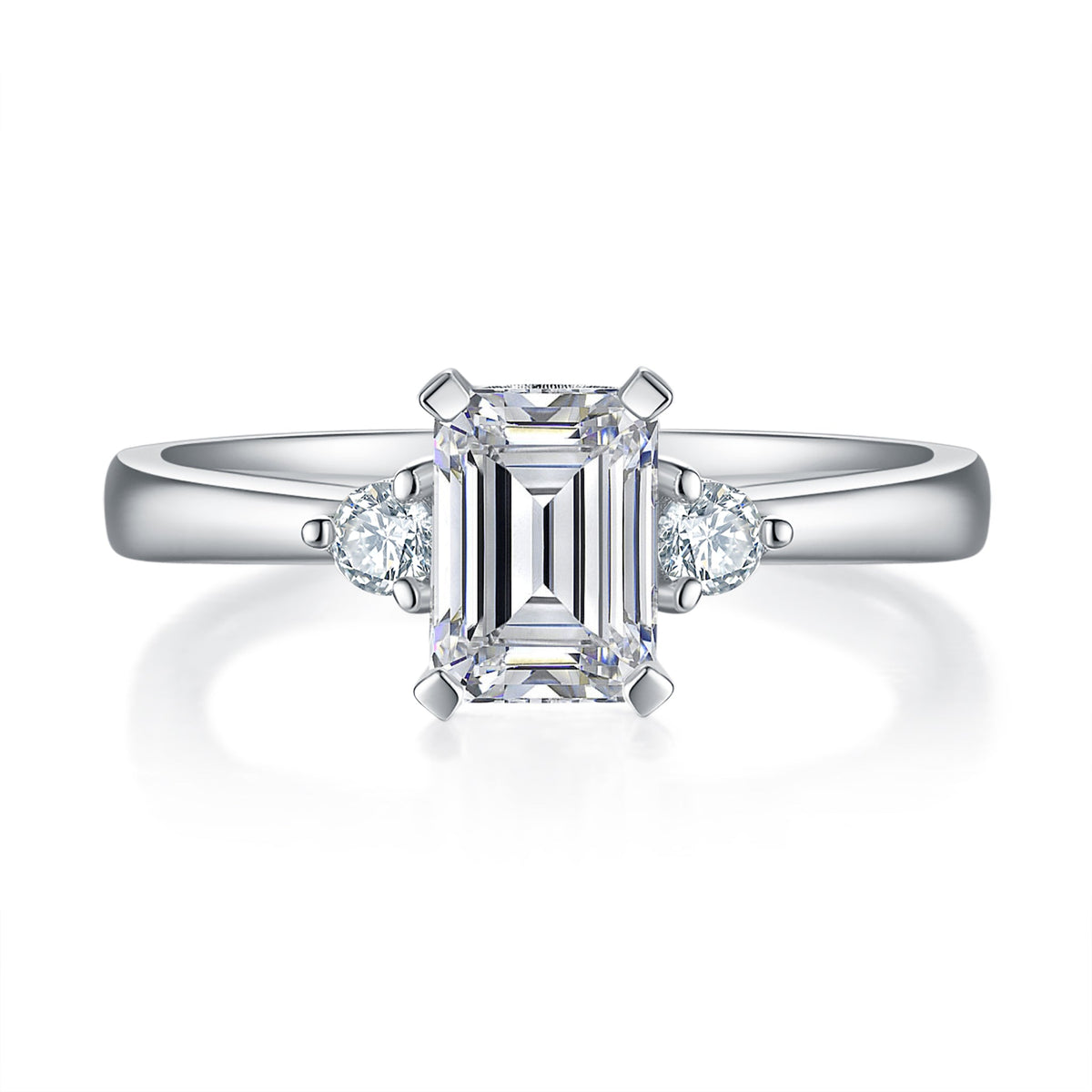 Emerald Three Stone Diamond Ring With 3.5 Ct. Oval Shape Lab Grown Diamond