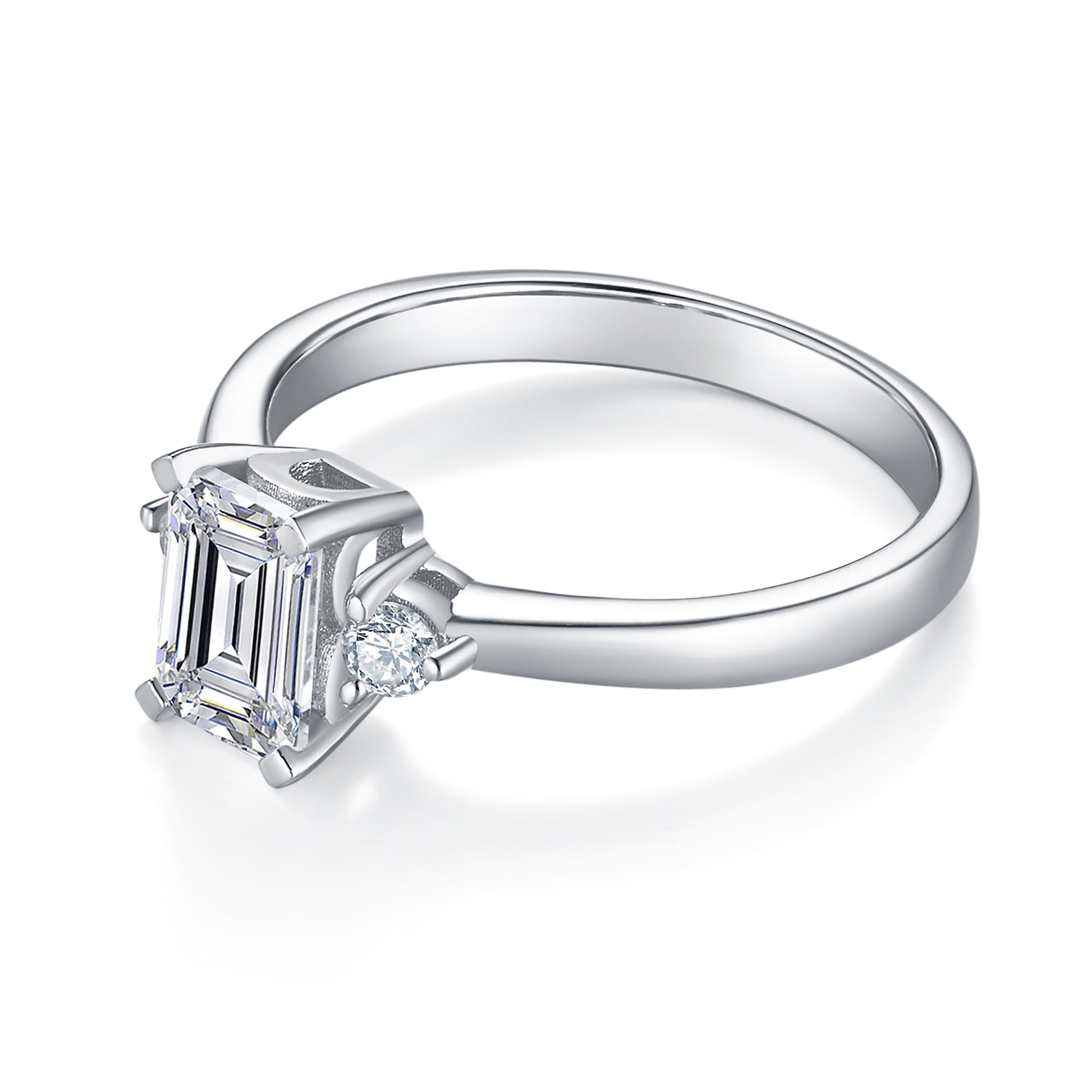 Emerald Three Stone 1ct Preset Diamond Ring