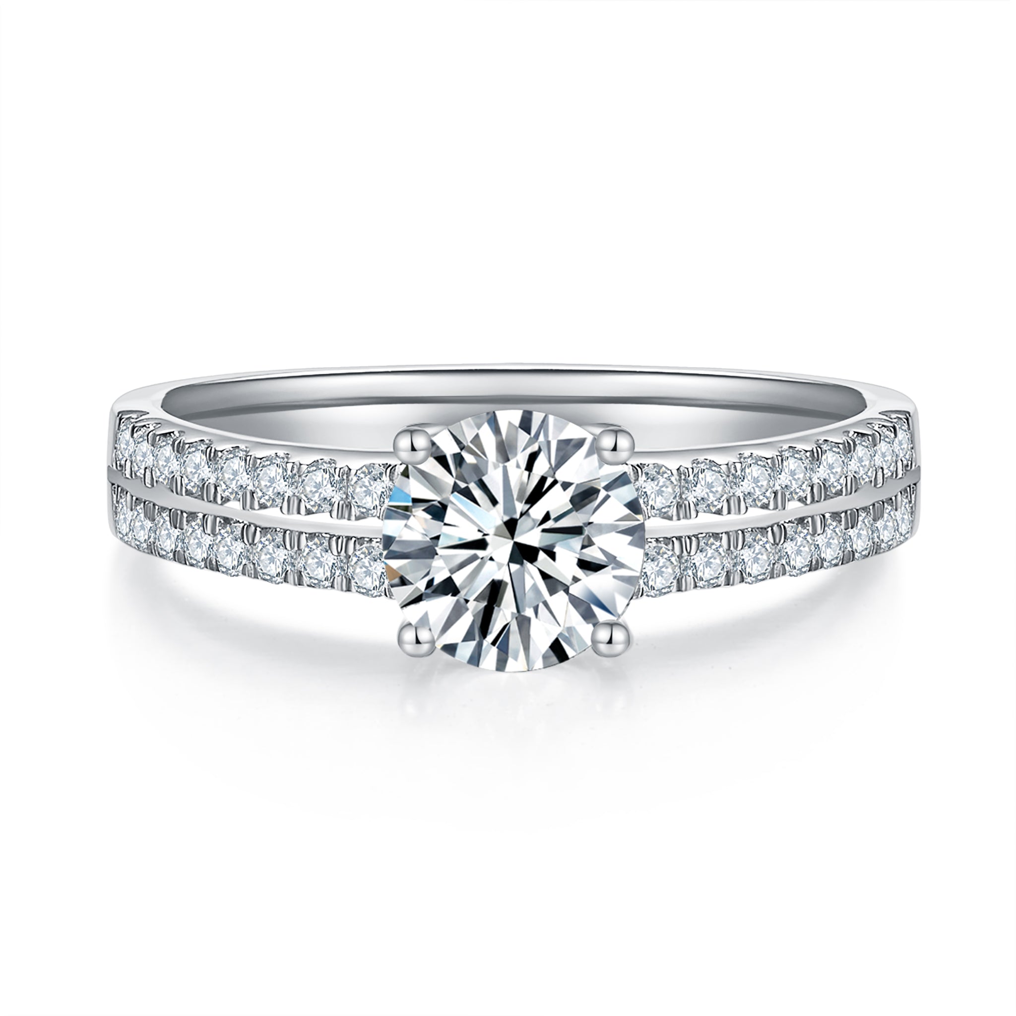 Double Pave Diamond Ring With 0.91 Ct. Round Shape Lab Grown Diamond