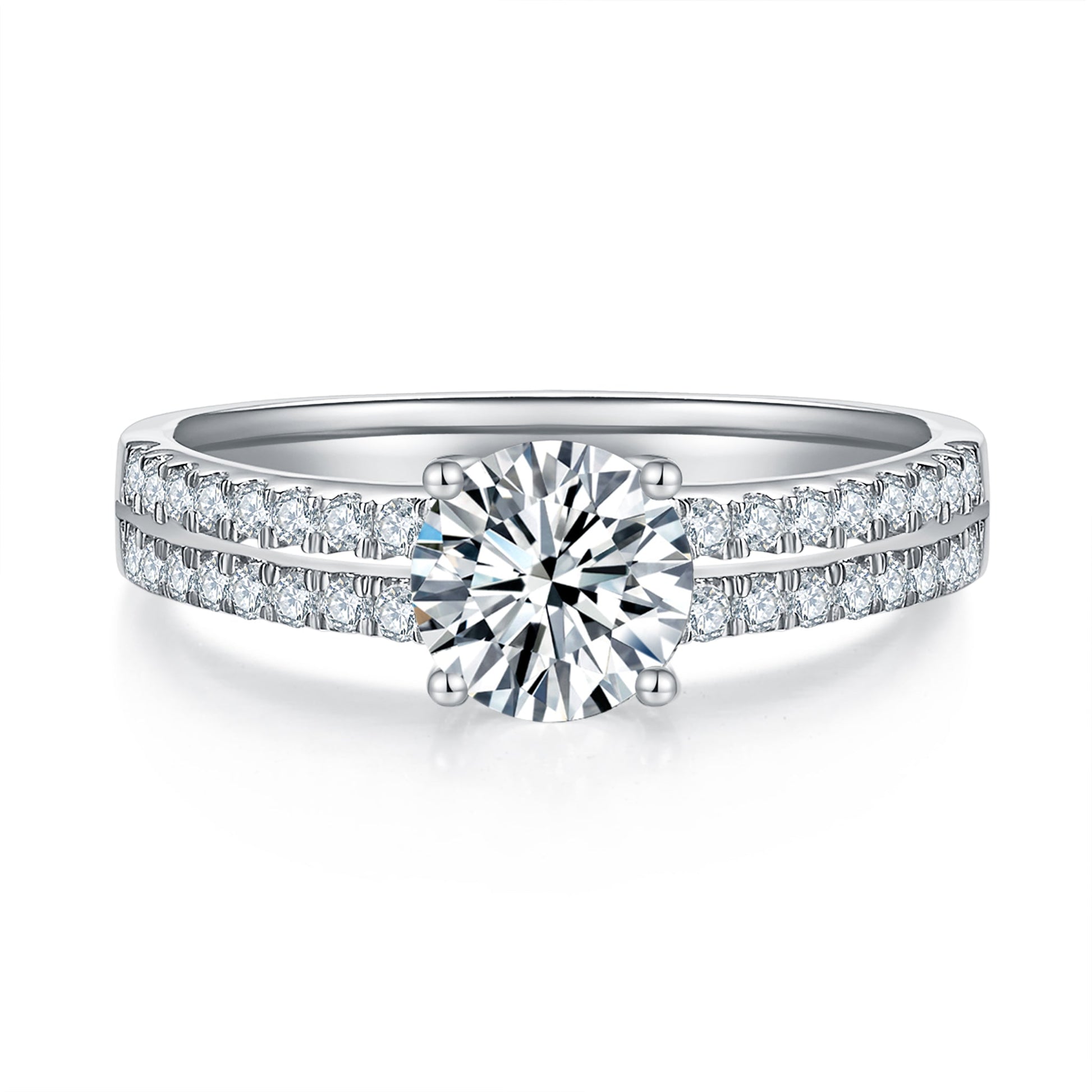 Double Pave Diamond Ring With 0.91 Ct. Round Shape Lab Grown Diamond