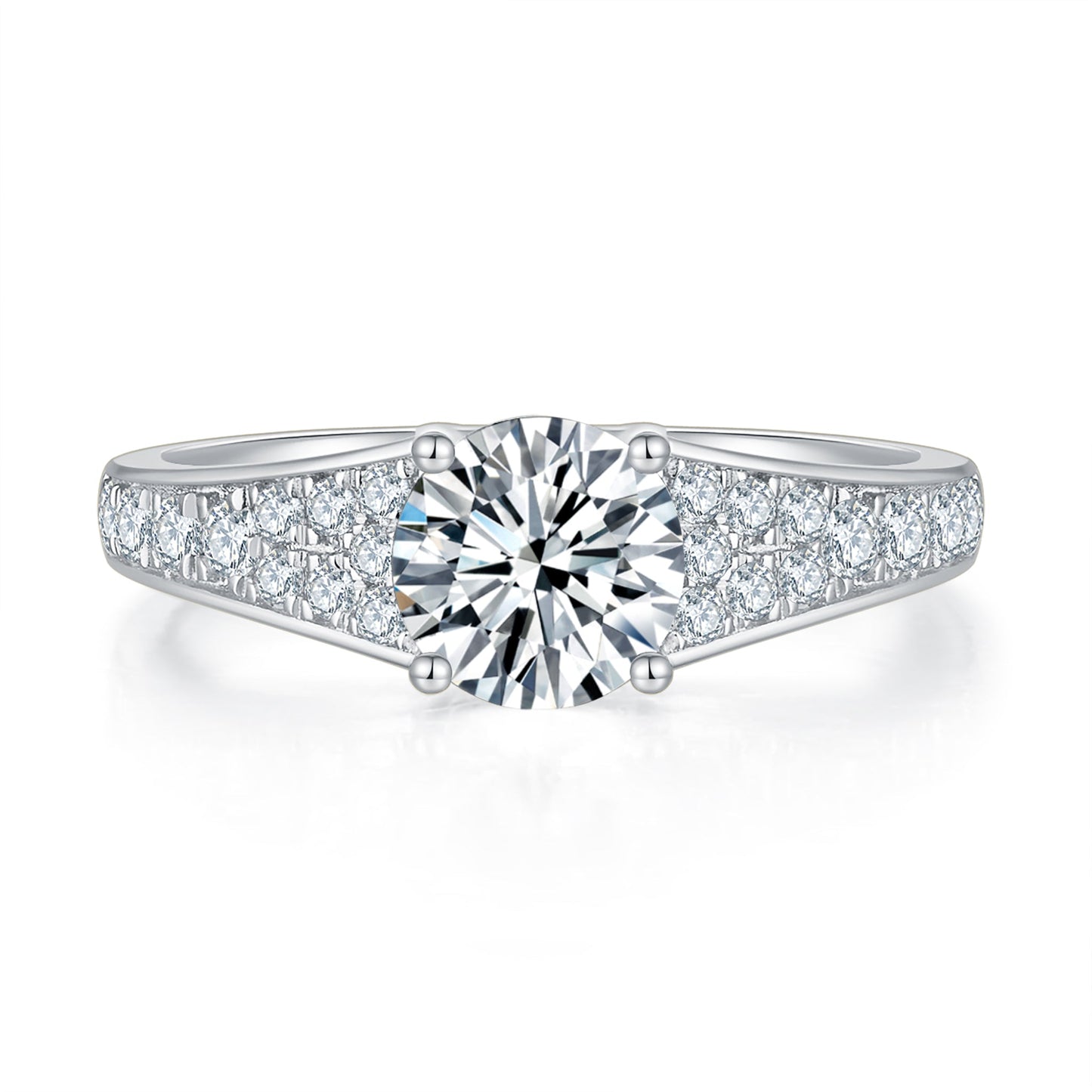 Aurora Pave Diamond Ring With 0.5 Ct. Round Shape Lab Grown Diamond - Precious Lab