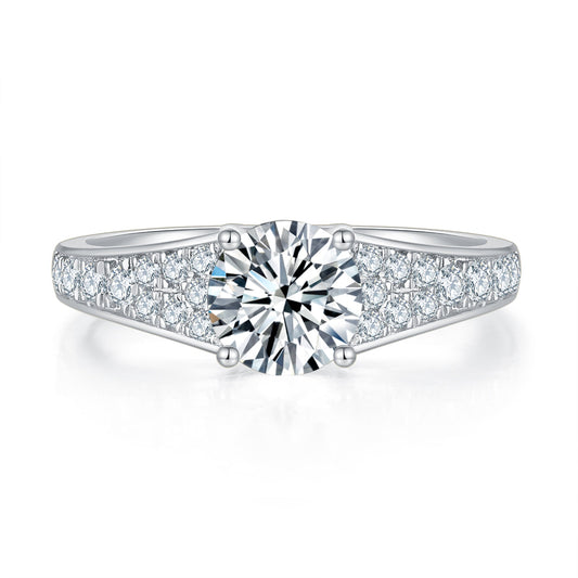 Aurora Pave Diamond Ring With 0.5 Ct. Round Shape Lab Grown Diamond - Precious Lab