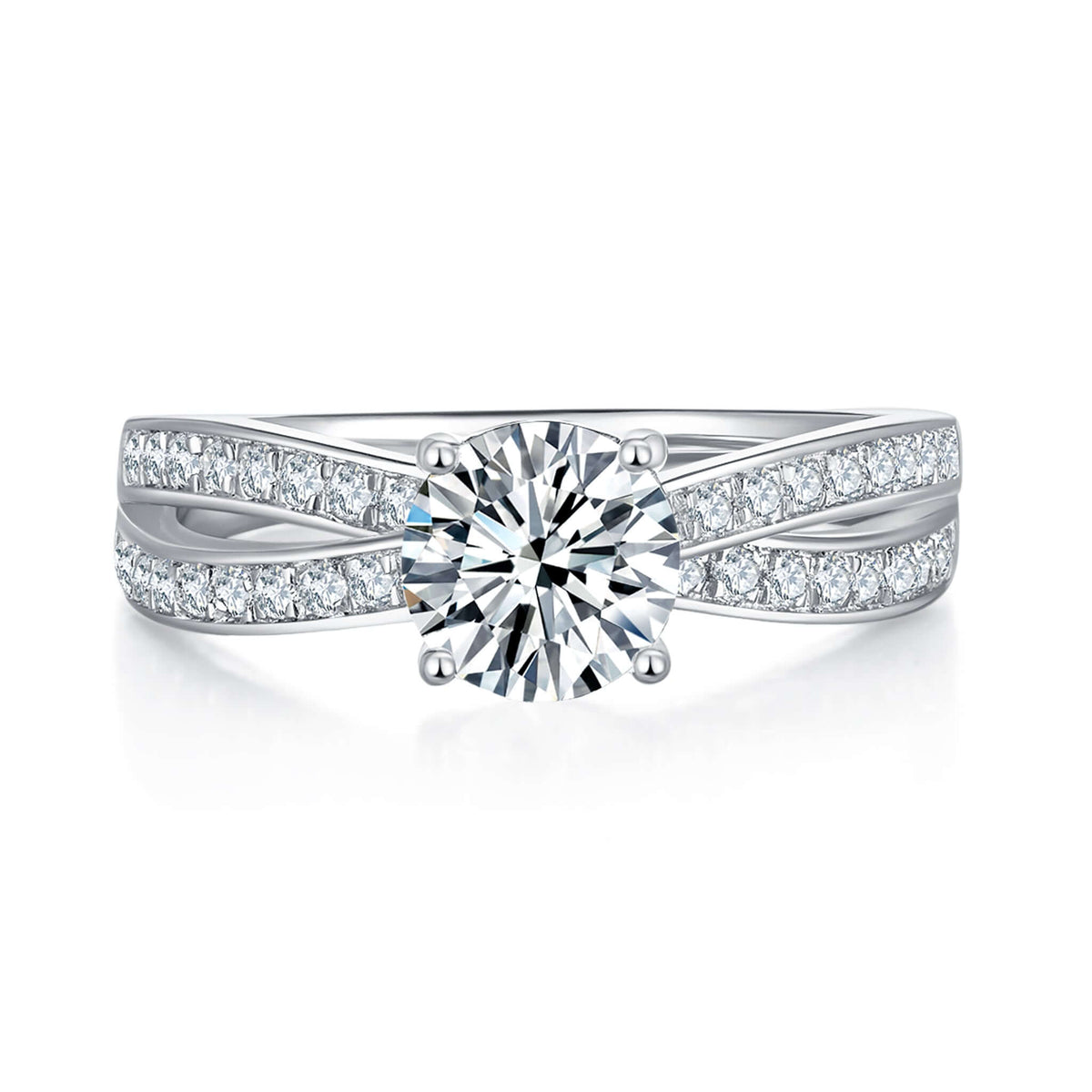 Amelie Pave Diamond Ring With 2.0 Ct. Round Shape Lab Grown Diamond