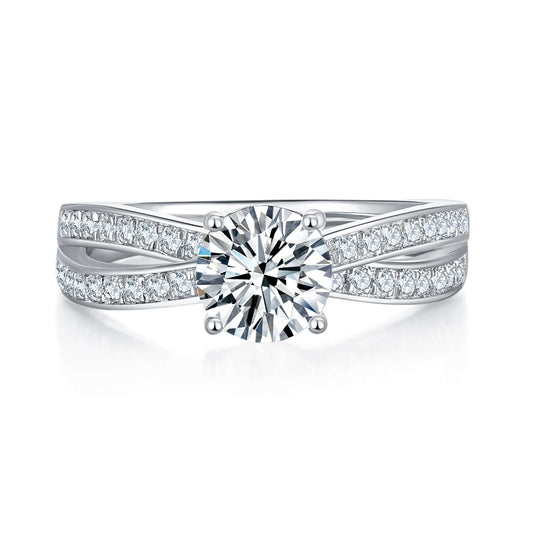 Amelie Pave Diamond Ring With 1.26 Ct. Round Shape Lab Grown Diamond - Precious Lab