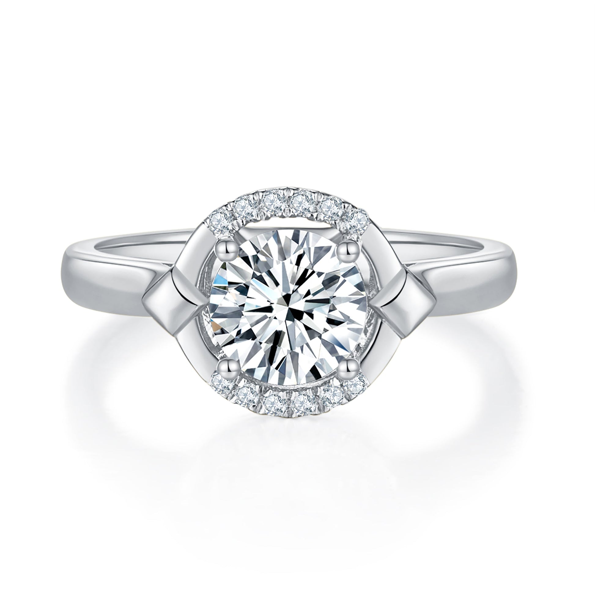 Lunar Halo Diamond Ring With 0.55 Ct. Round Shape Lab Grown Diamond