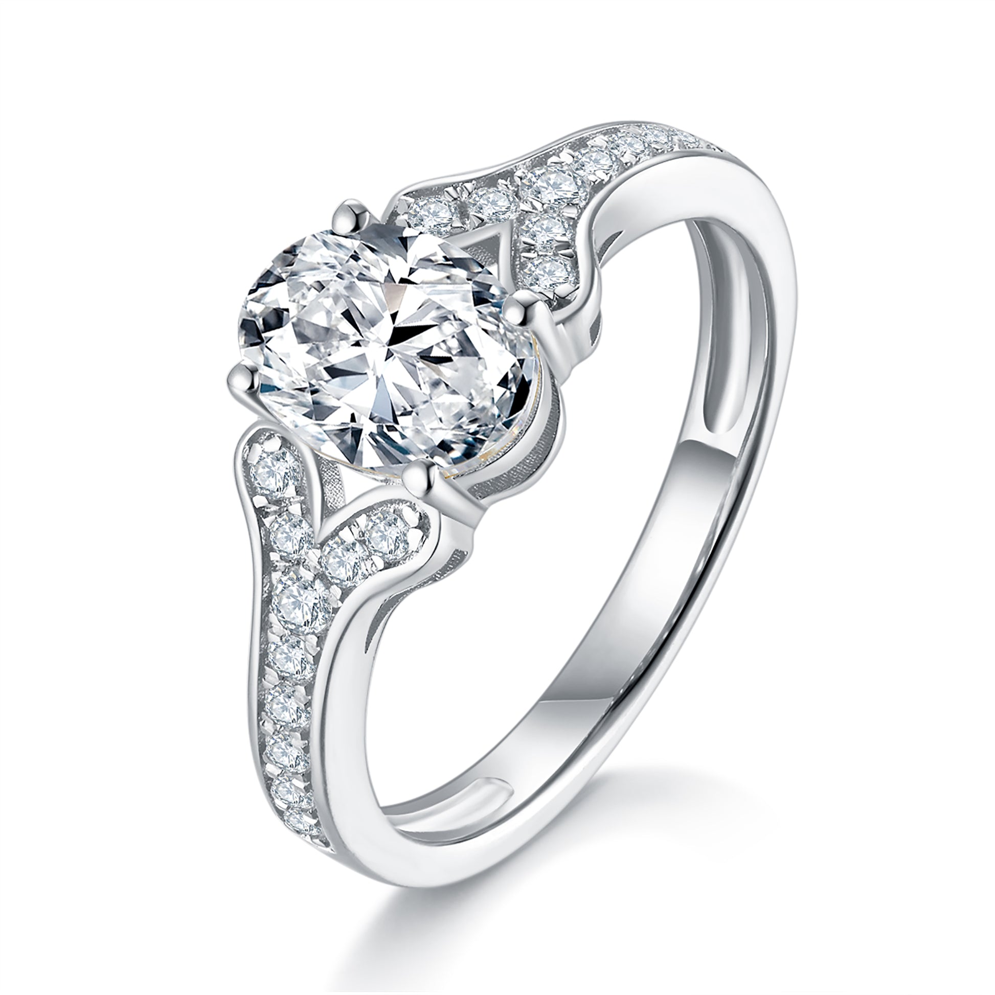 Oval Pave 1ct Preset Diamond Ring