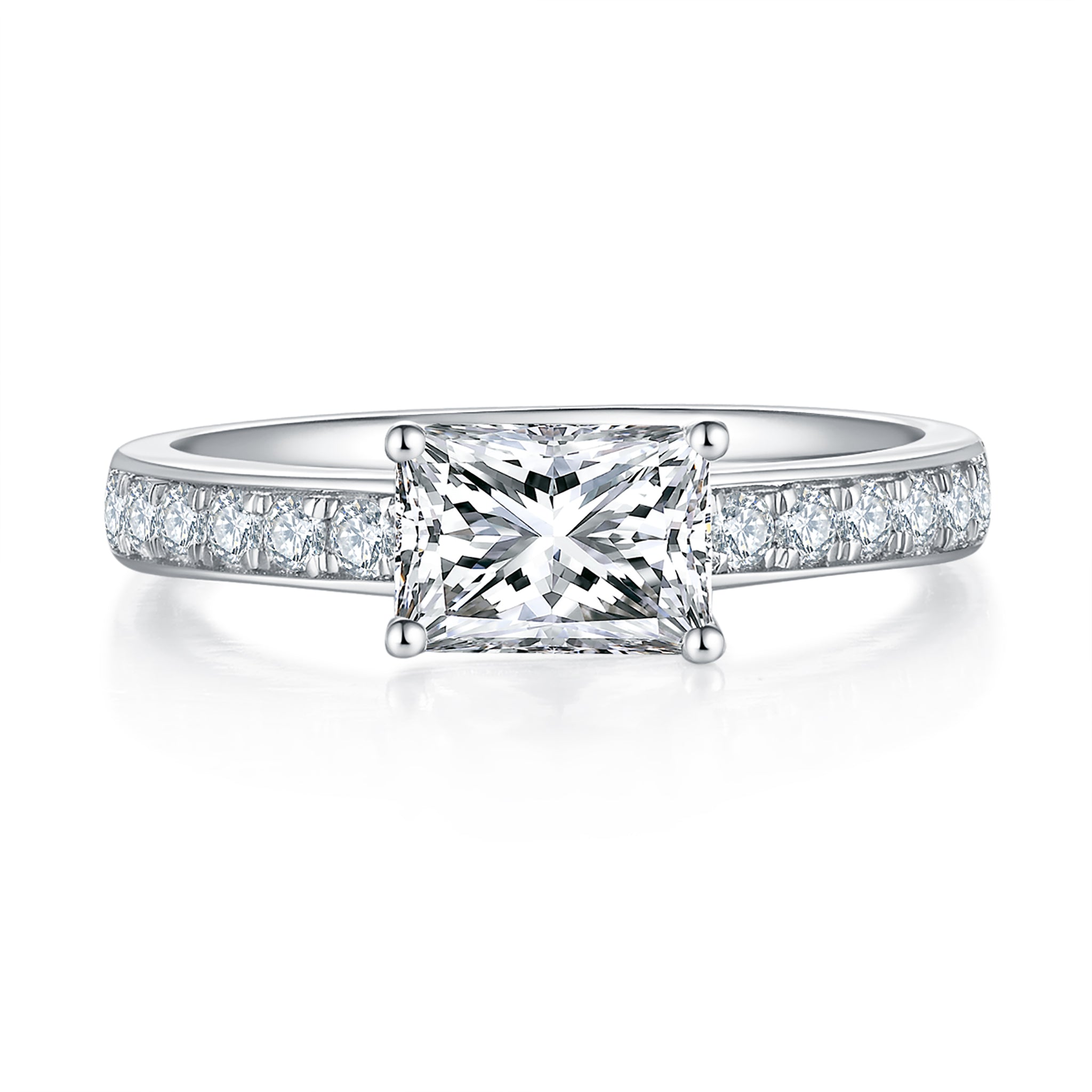 Radiance Pave Diamond Ring With 1.05 Ct. Princess Shape Lab Grown Diamond