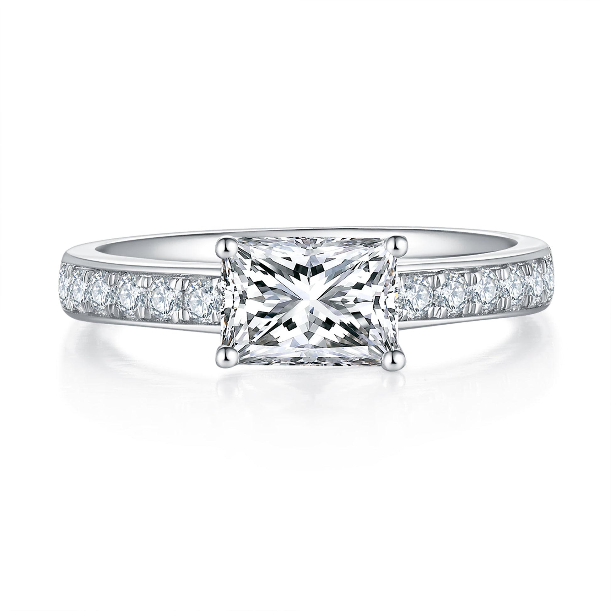 Radiance Pave Diamond Ring With 1.05 Ct. Princess Shape Lab Grown Diamond