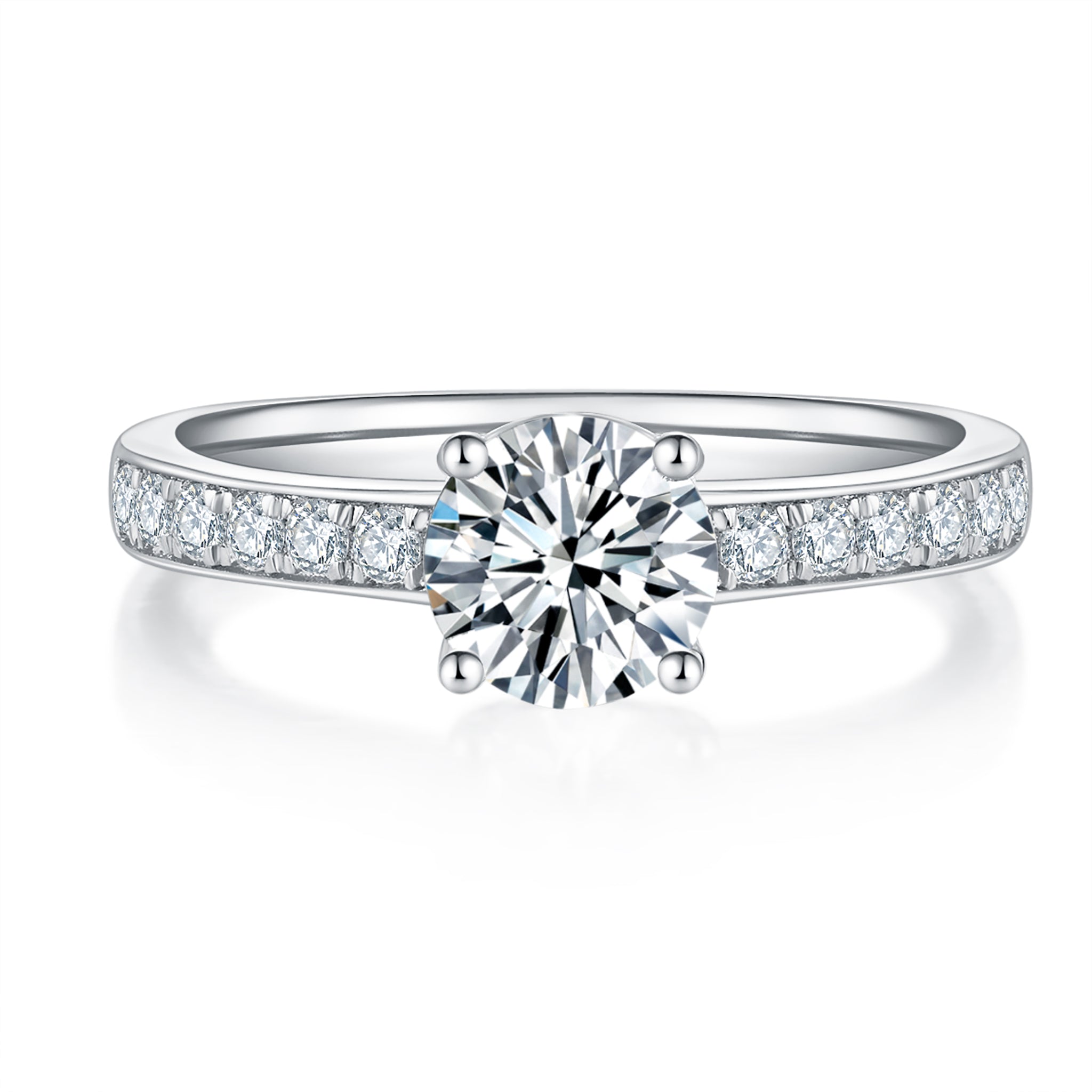 Classic Pave Diamond Ring With 5.06 Ct. Round Shape Lab Grown Diamond
