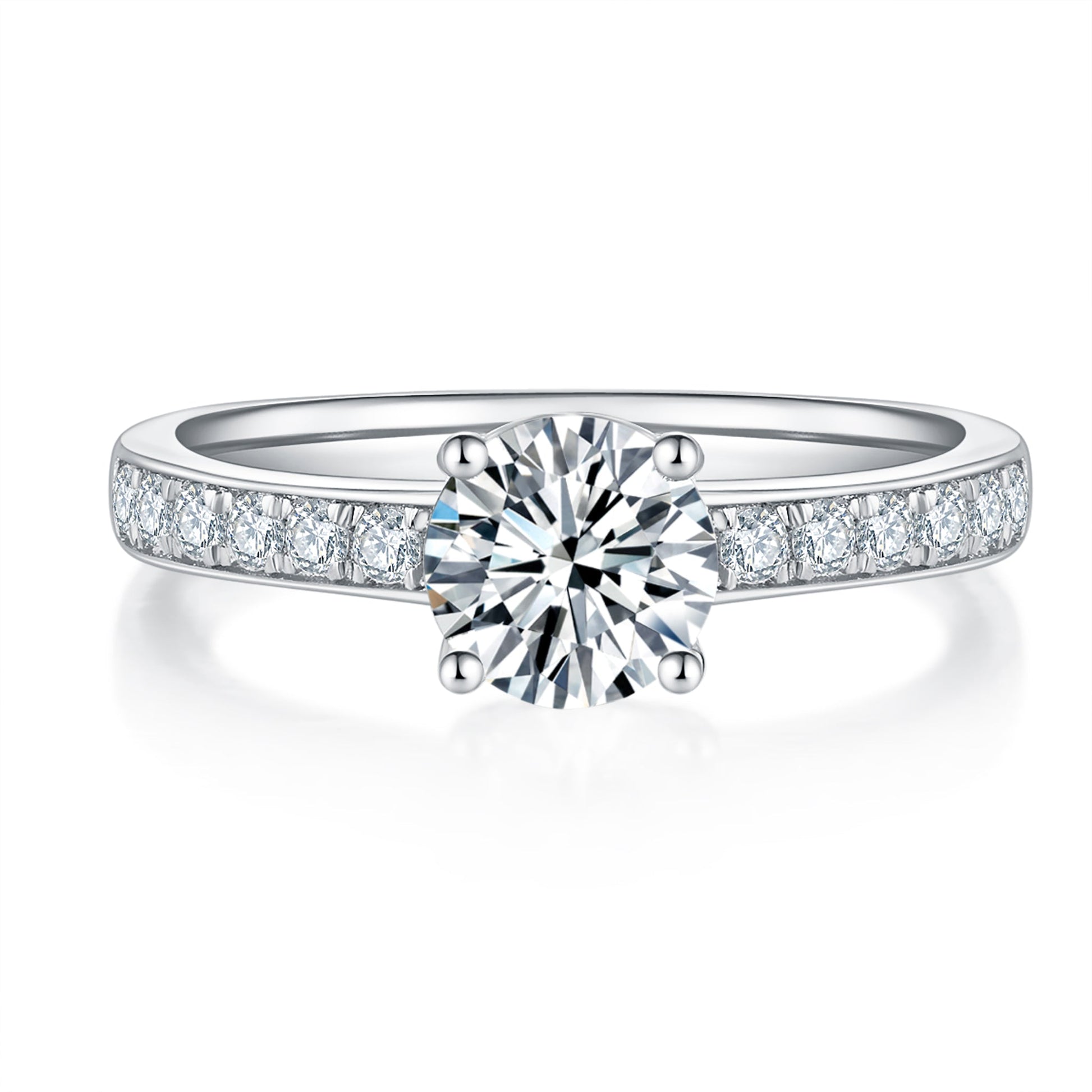 Classic Pave Diamond Ring With 1.75 Ct. Round Shape Lab Grown Diamond