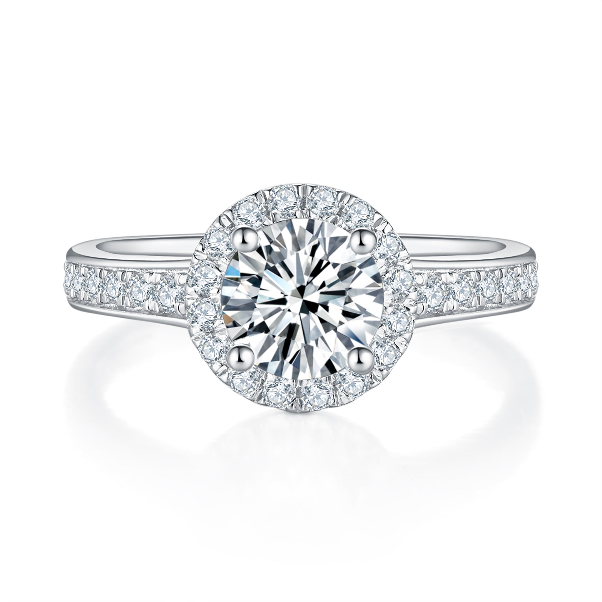 Classic Halo Diamond Ring With 1.01 Ct. Round Shape Lab Grown Diamond