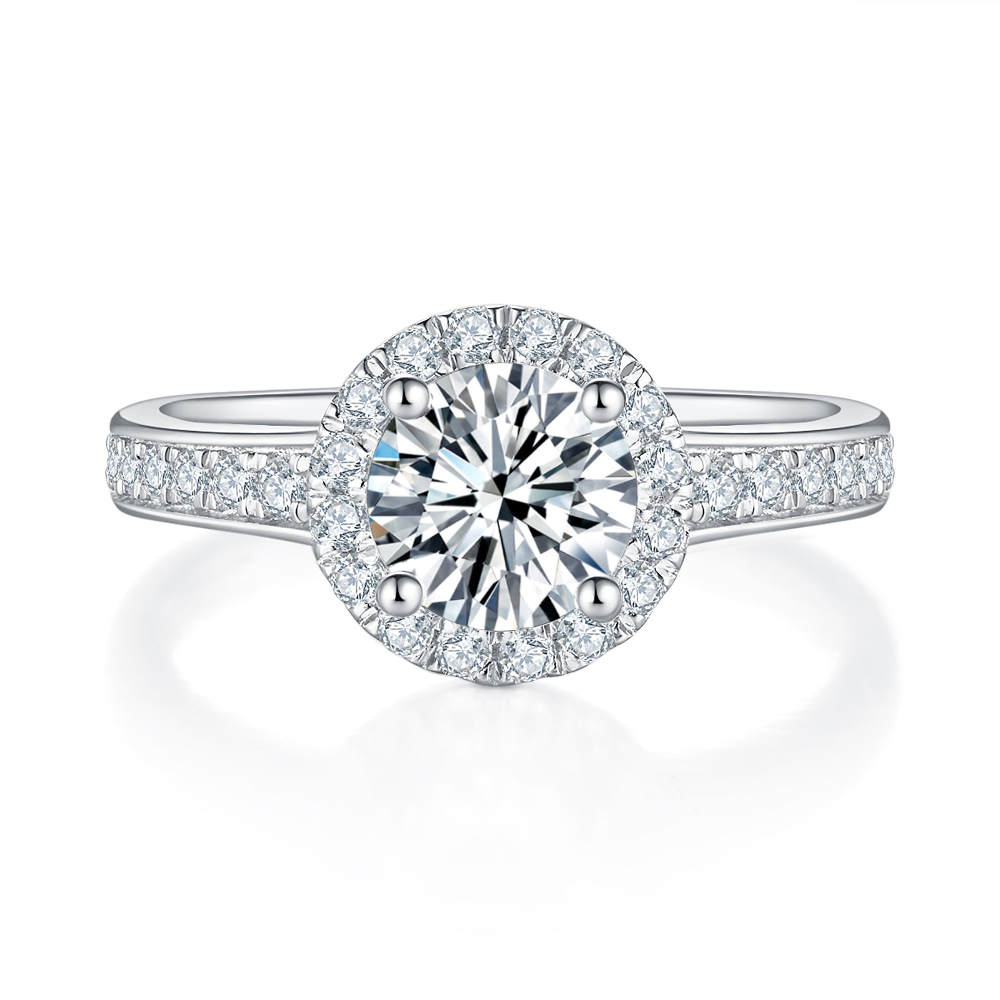 Classic Halo Diamond Ring With 1.01 Ct. Round Shape Lab Grown Diamond
