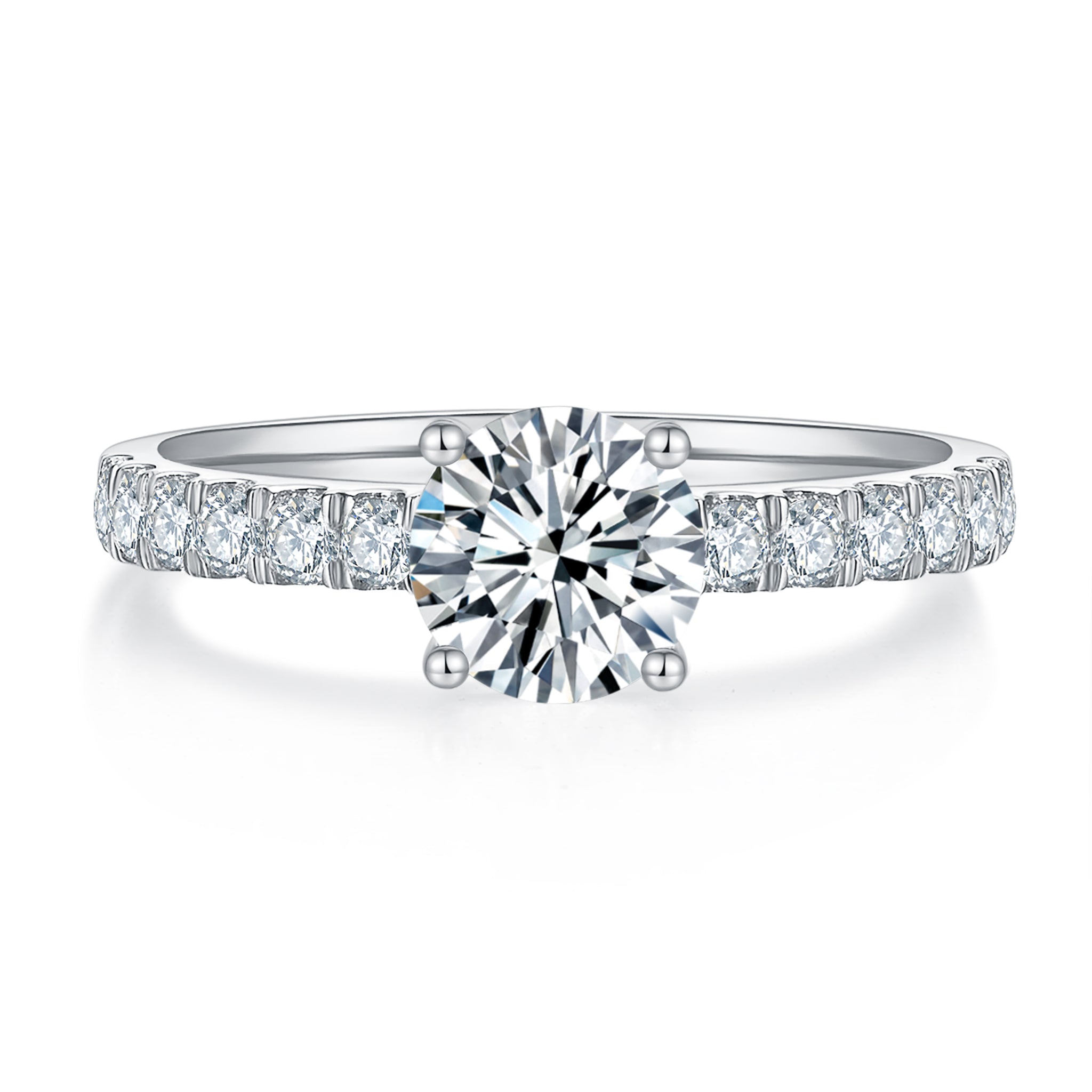 Classic Pave Diamond Ring With 1.8 Ct. Round Shape Lab Grown Diamond