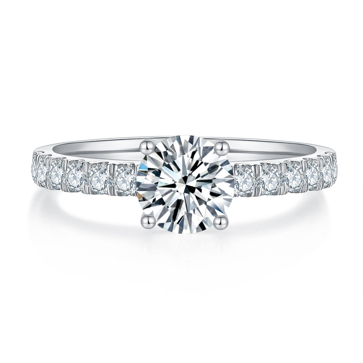 Classic Pave Diamond Ring With 3.07 Ct. Emerald Shape Lab Grown Diamond (Certificate No: 823673052)
