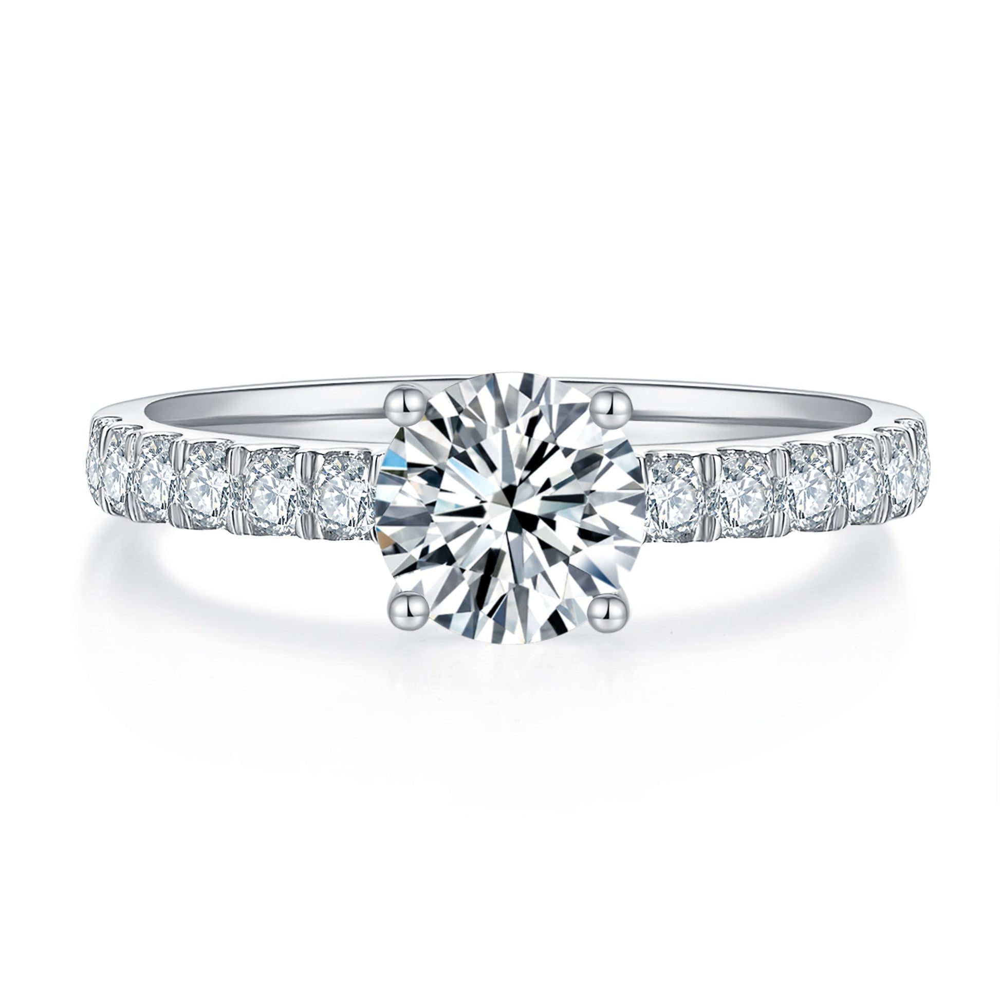 Classic Pave Diamond Ring With 3.03 Ct. Round Shape Lab Grown Diamond