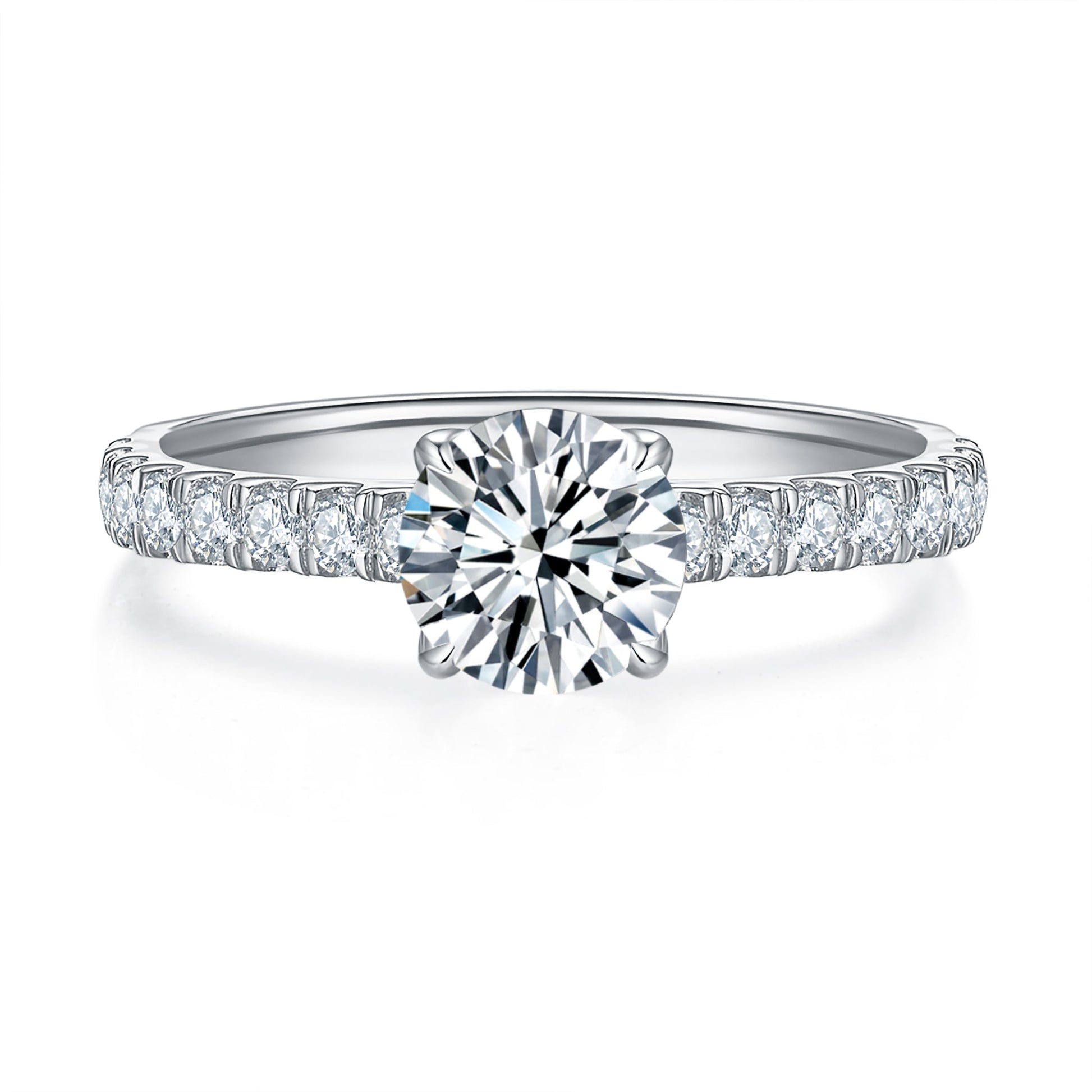 Cathedral Twist Pave Diamond Ring With 1.25 Ct. Round Shape Lab Grown Diamond