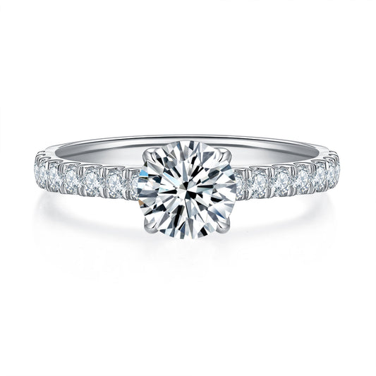 Cathedral Twist Pave Diamond Ring With 1.6 Ct. Emerald Shape Lab Grown Diamond