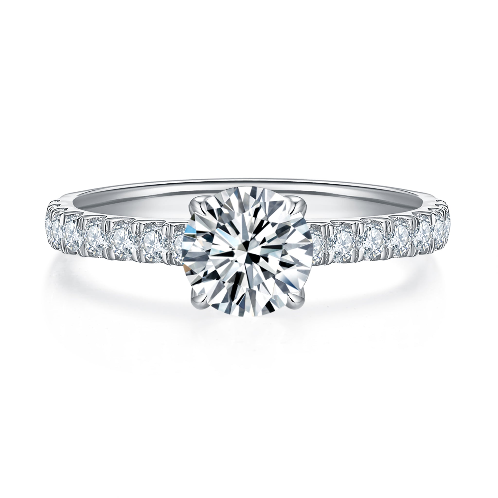 Cathedral Twist Pave Diamond Ring With 0.32 Ct. Round Shape Lab Grown Diamond