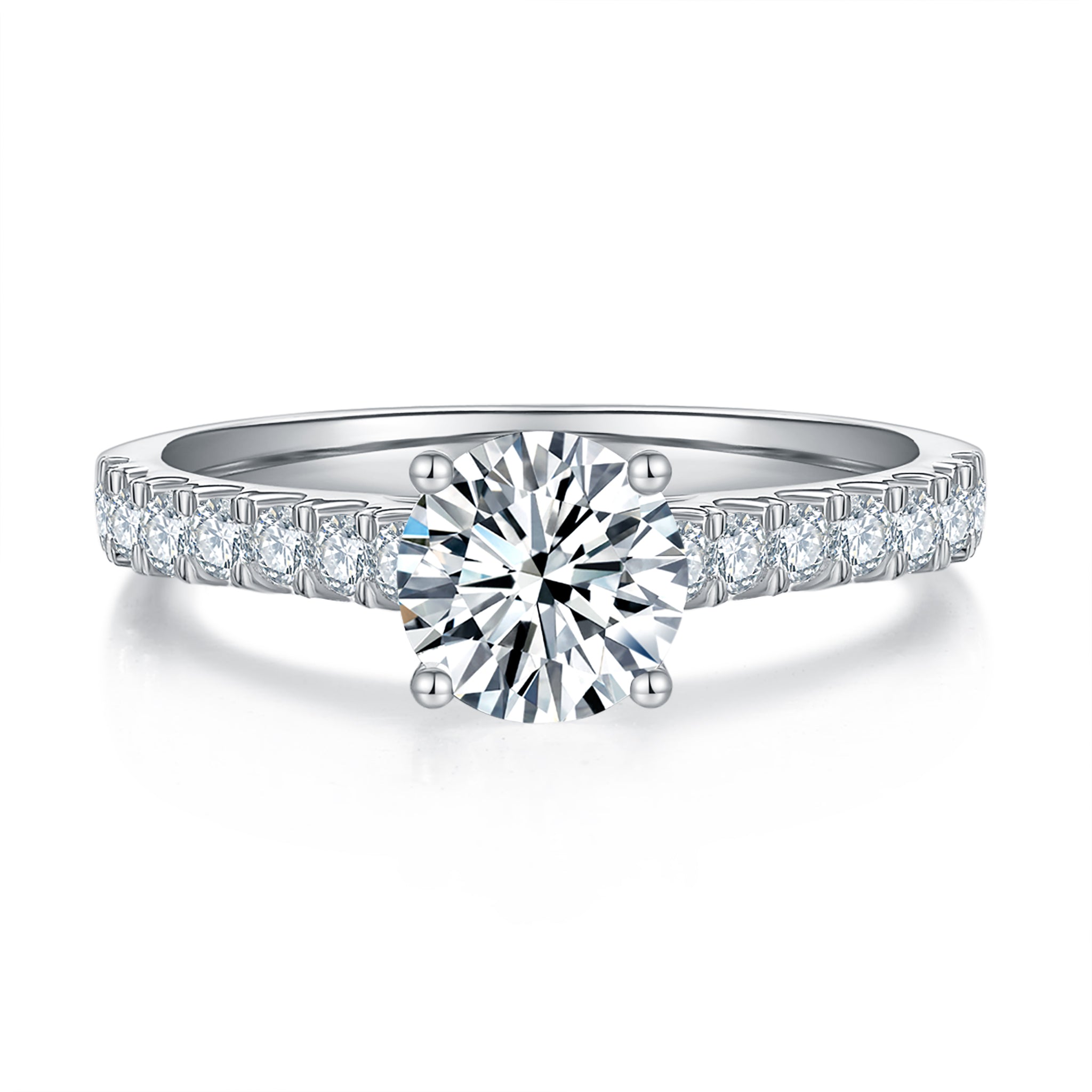 Classic Cathedral Pave Diamond Ring With 3.11 Ct. Emerald Shape Lab Grown Diamond (Certificate No: 817696092)