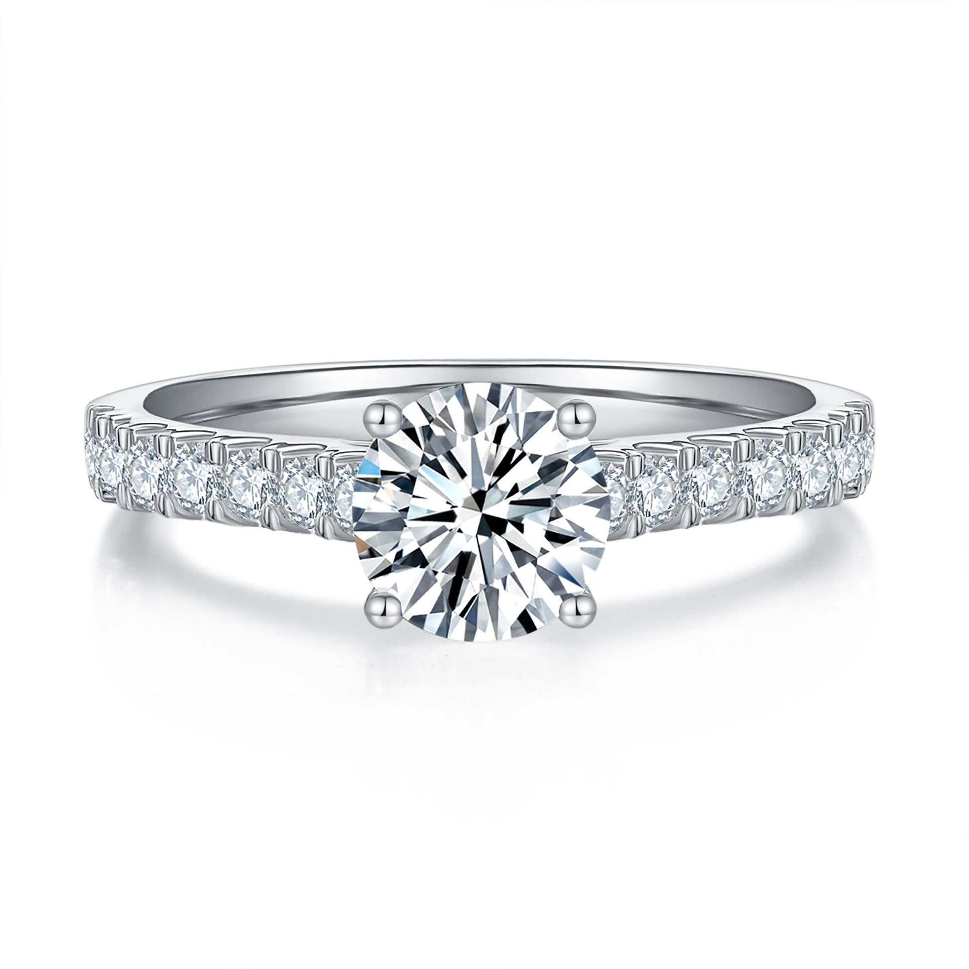 Classic Cathedral Pave Diamond Ring With 1.02 Ct. Round Shape Lab Grown Diamond (Certificate No: 750547139)