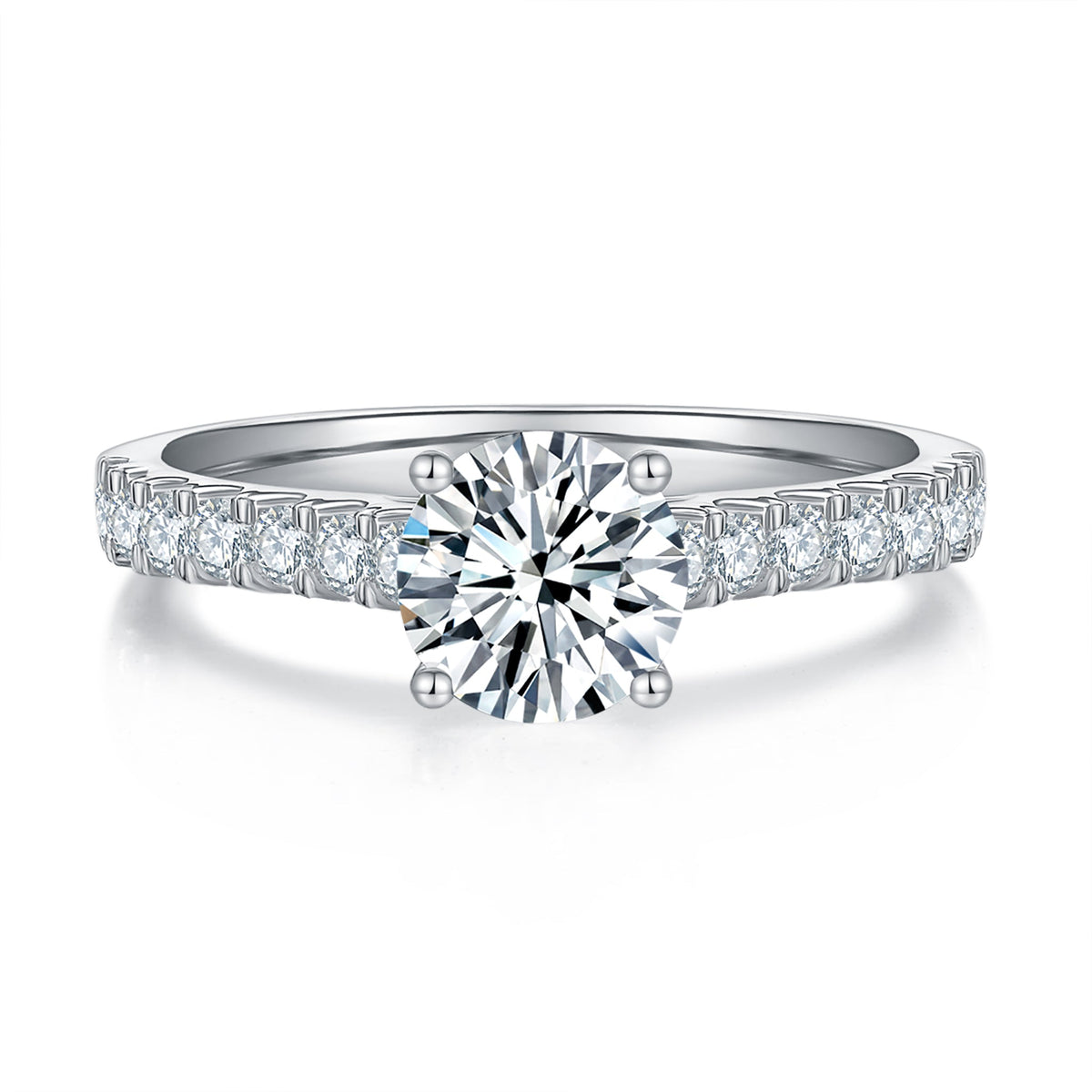 Classic Cathedral Pave Diamond Ring With 3.0 Ct. Round Shape Lab Grown Diamond