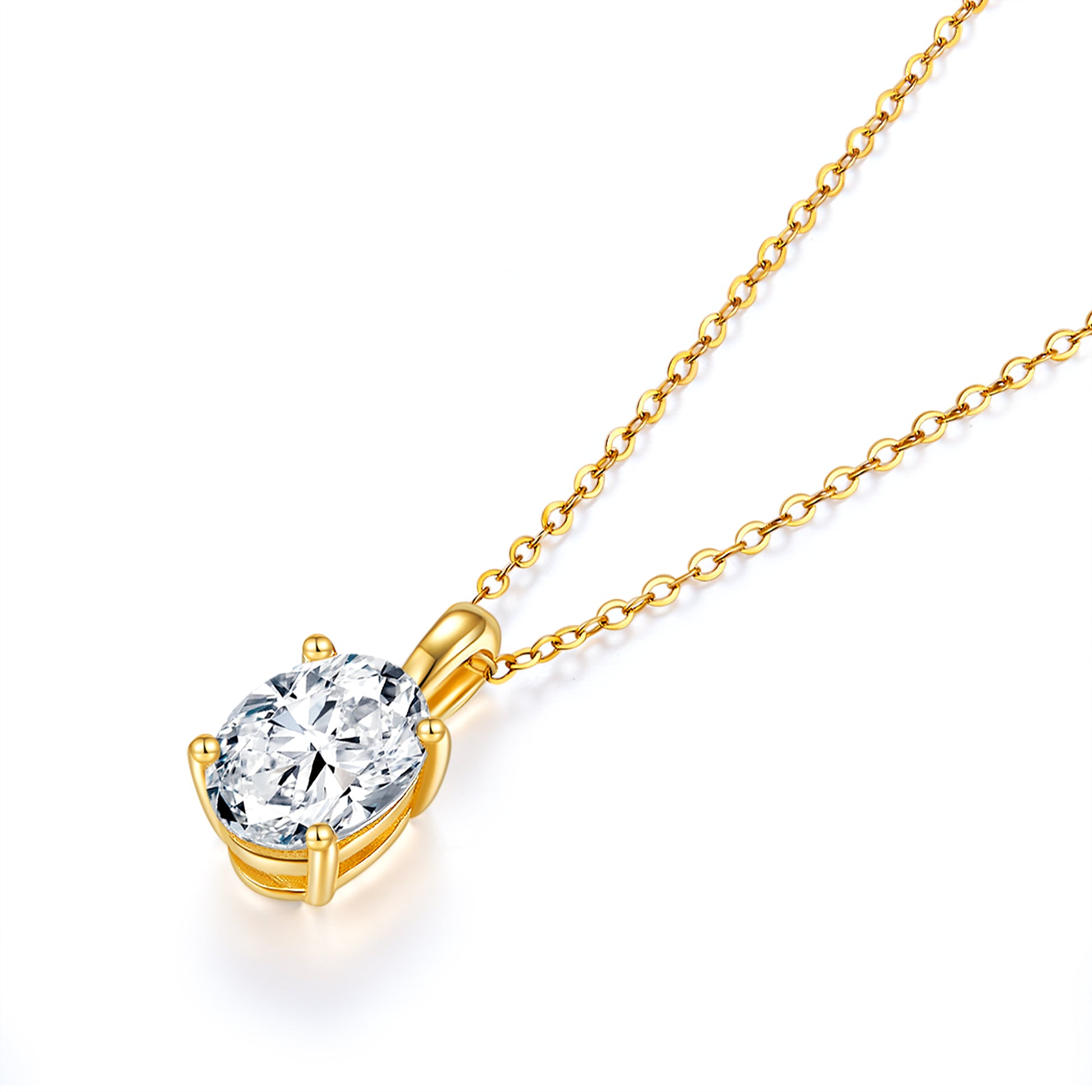 Classic Oval Solitaire Diamond Pendant